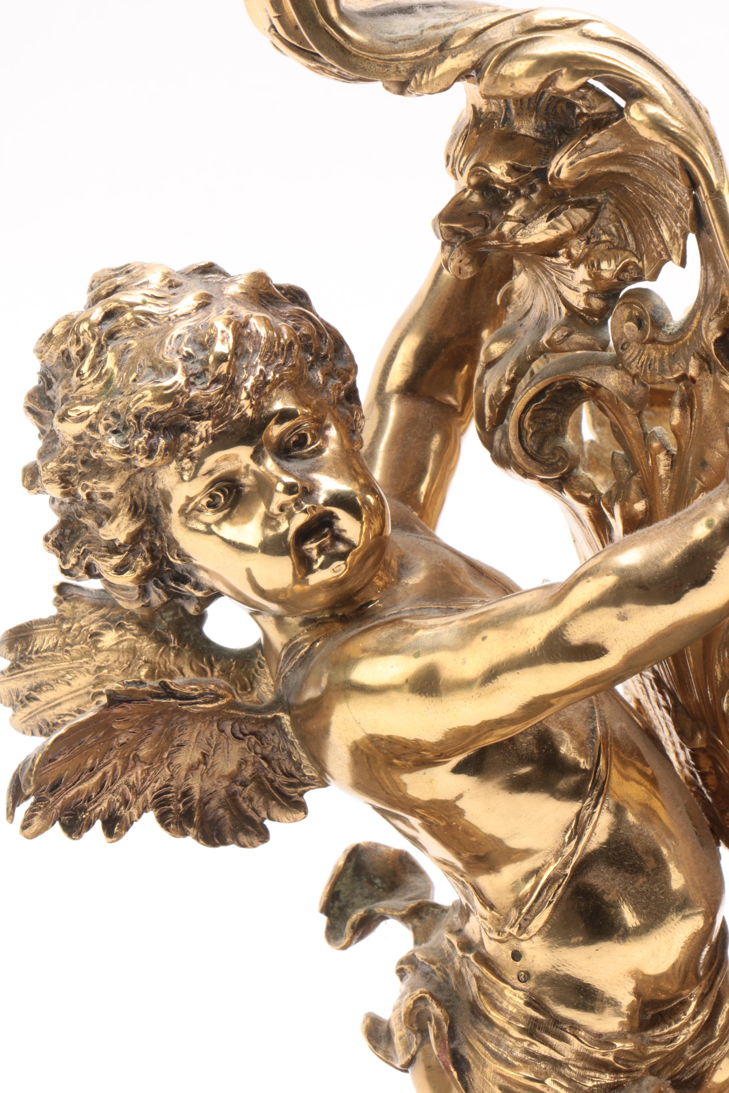 Rococo Style Brass Cherub and Shell Centerpiece