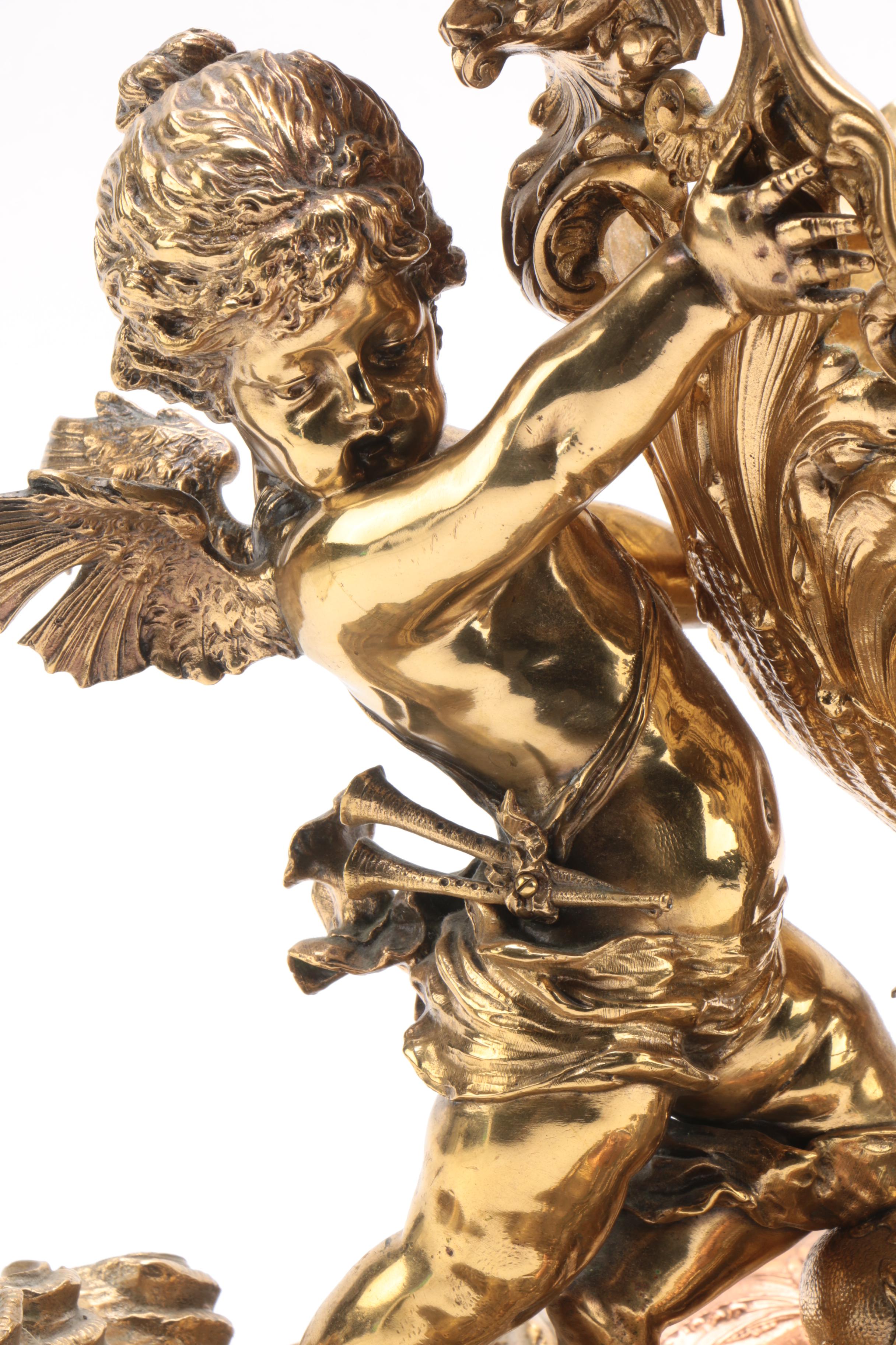 Rococo Style Brass Cherub and Shell Centerpiece