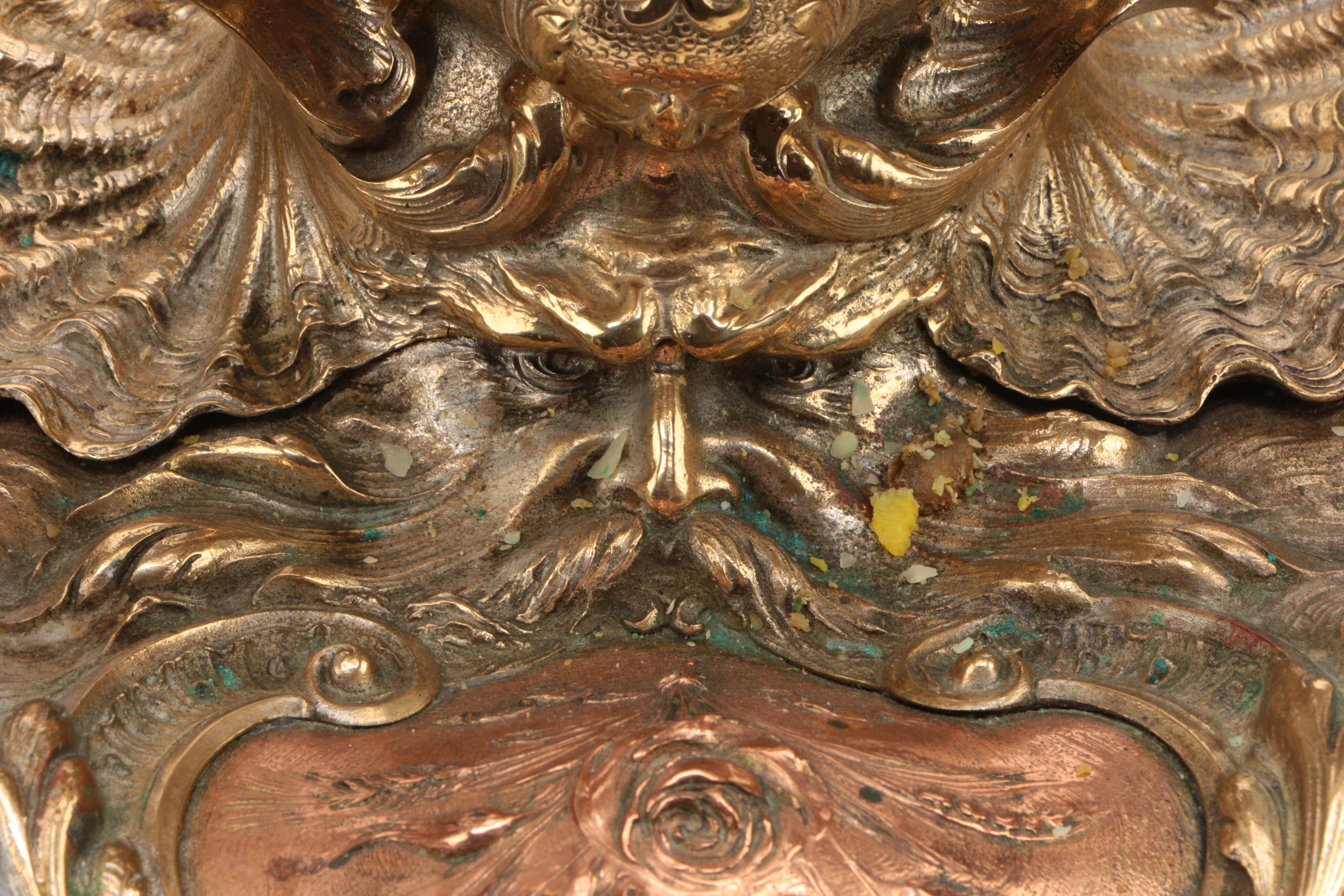 Rococo Style Brass Cherub and Shell Centerpiece