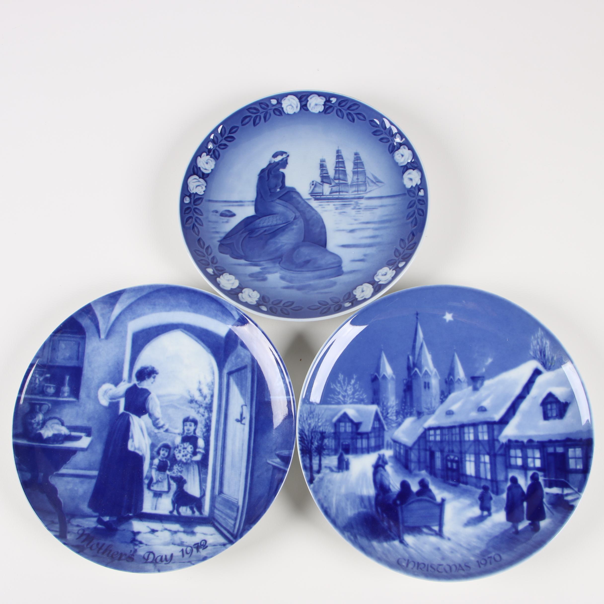 Vintage Porcelain Plates including Royal Copenhagen and Bing & Grøndahl