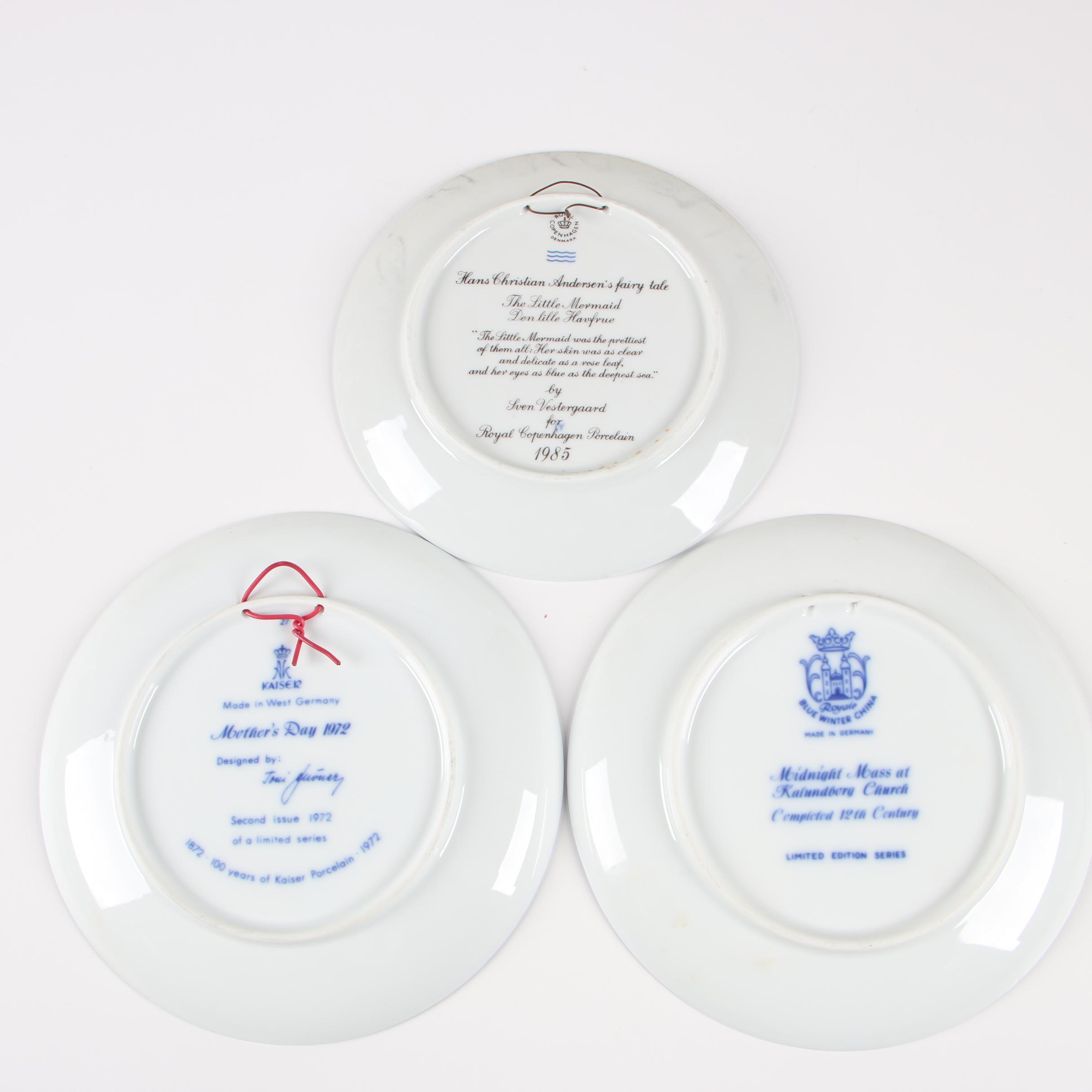 Vintage Porcelain Plates including Royal Copenhagen and Bing & Grøndahl