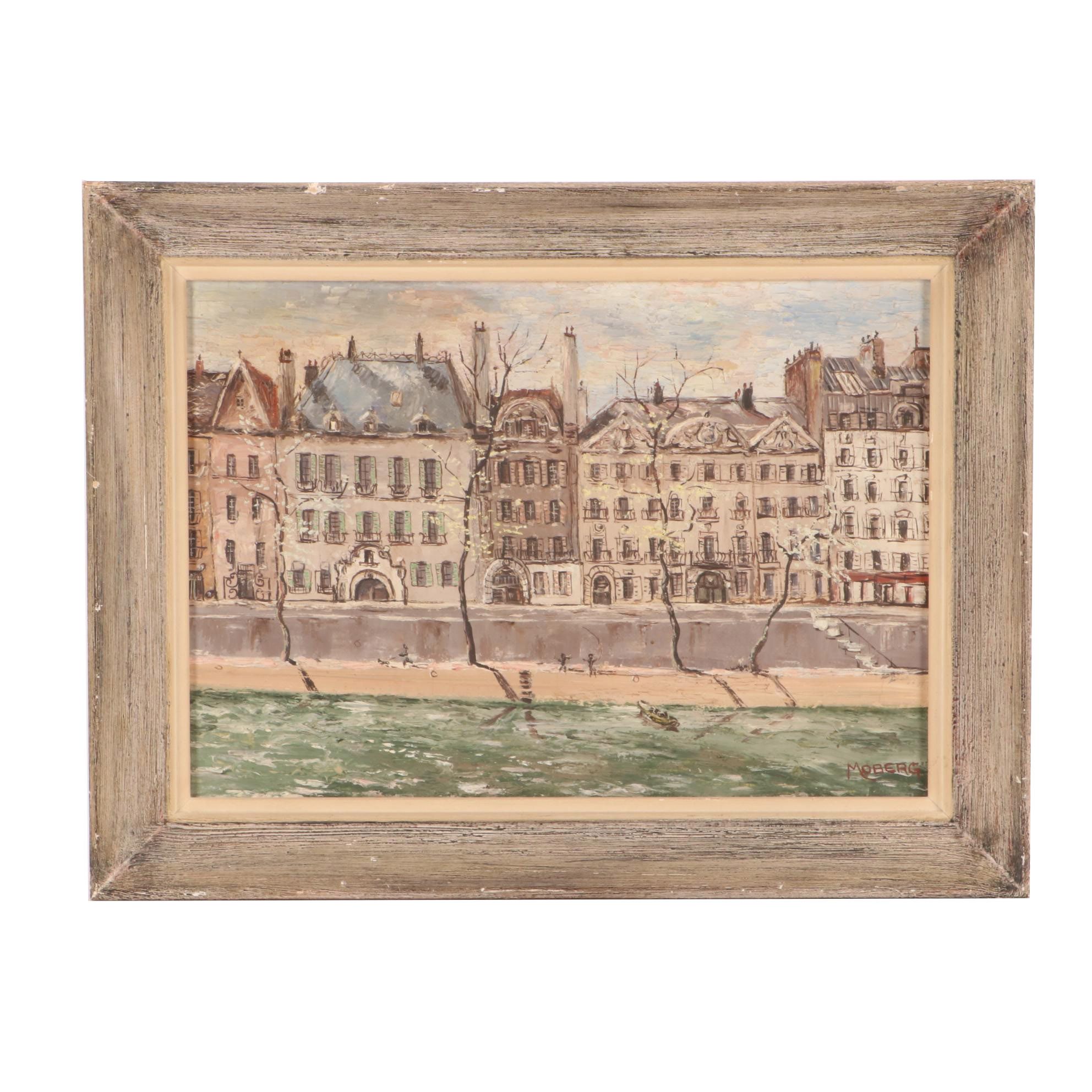 Pierre Moberg French Street Scene Oil Painting