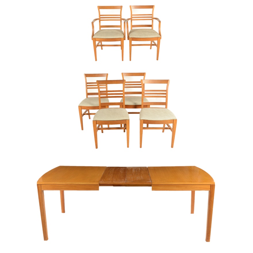 Mid-Century Modern Maple Finish Dining Table with Chairs