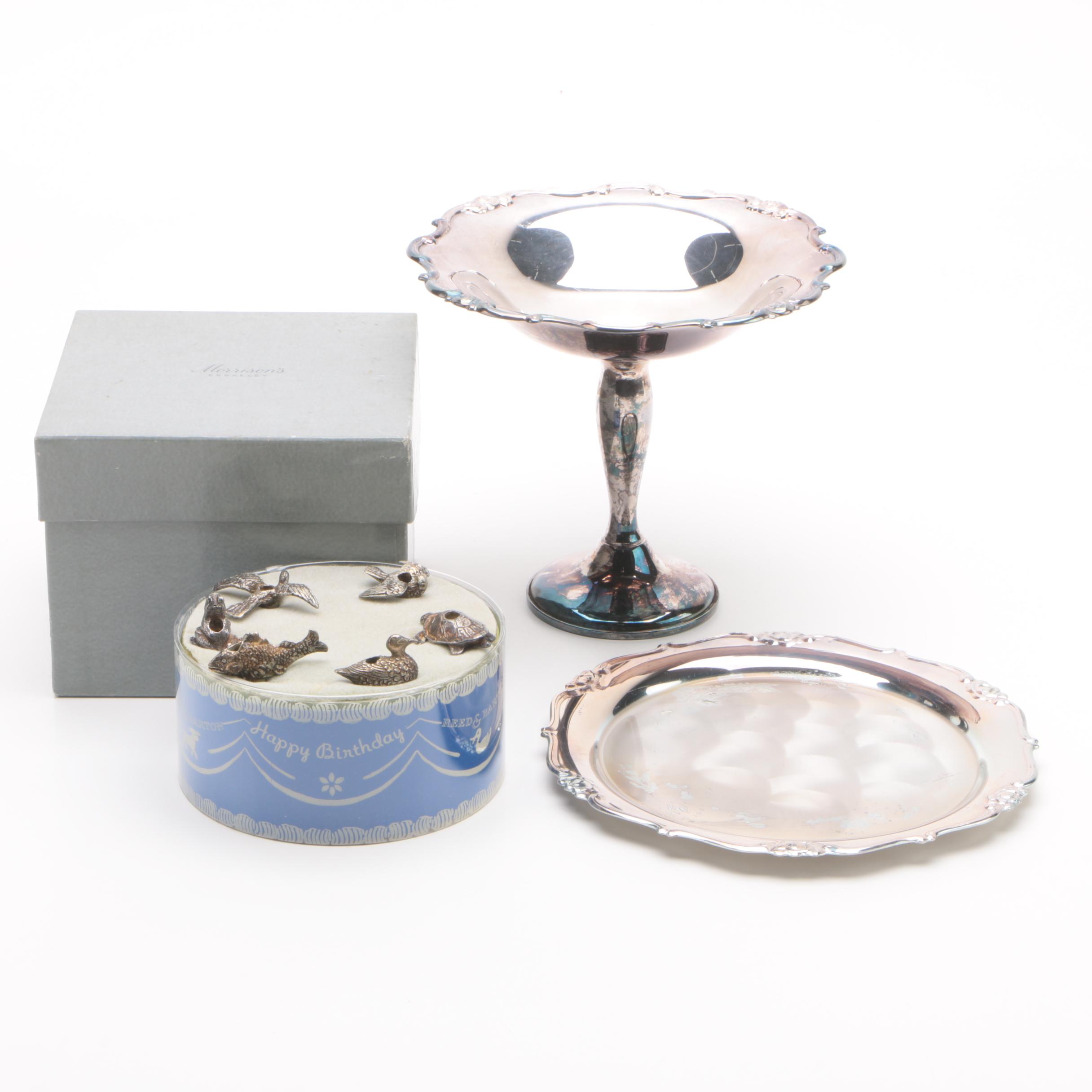 Reed & Barton "Merry Menagerie" Candleholders with Other Silver Plate Tableware