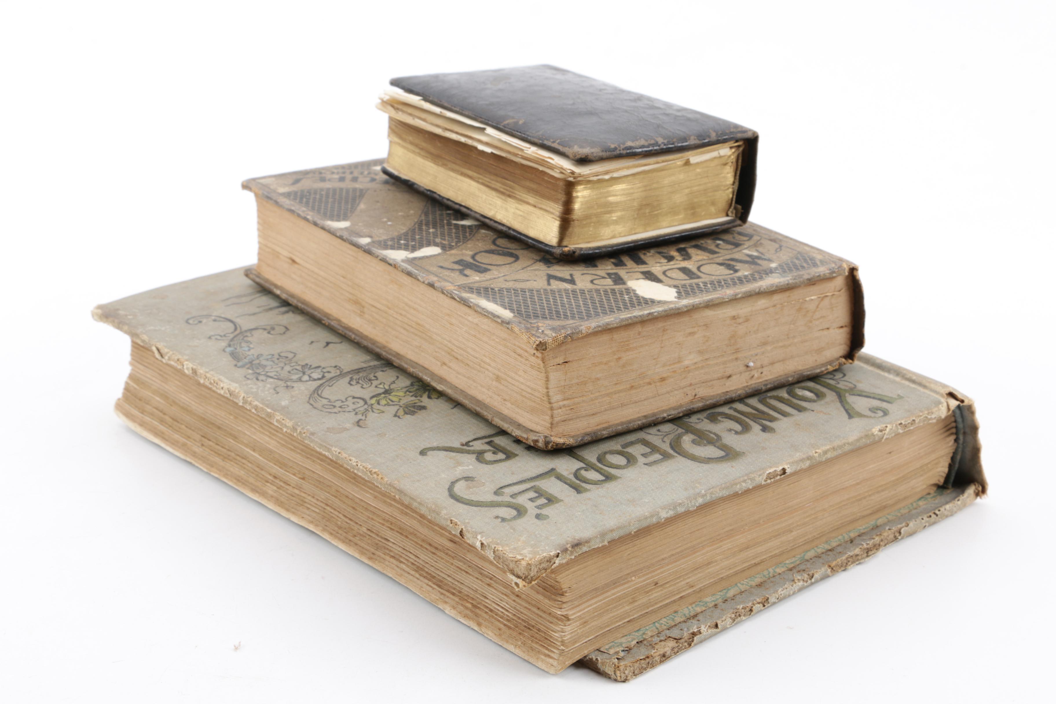 Vintage and Antique Books with German Porcelain "The Last Farewell" Ash Receiver