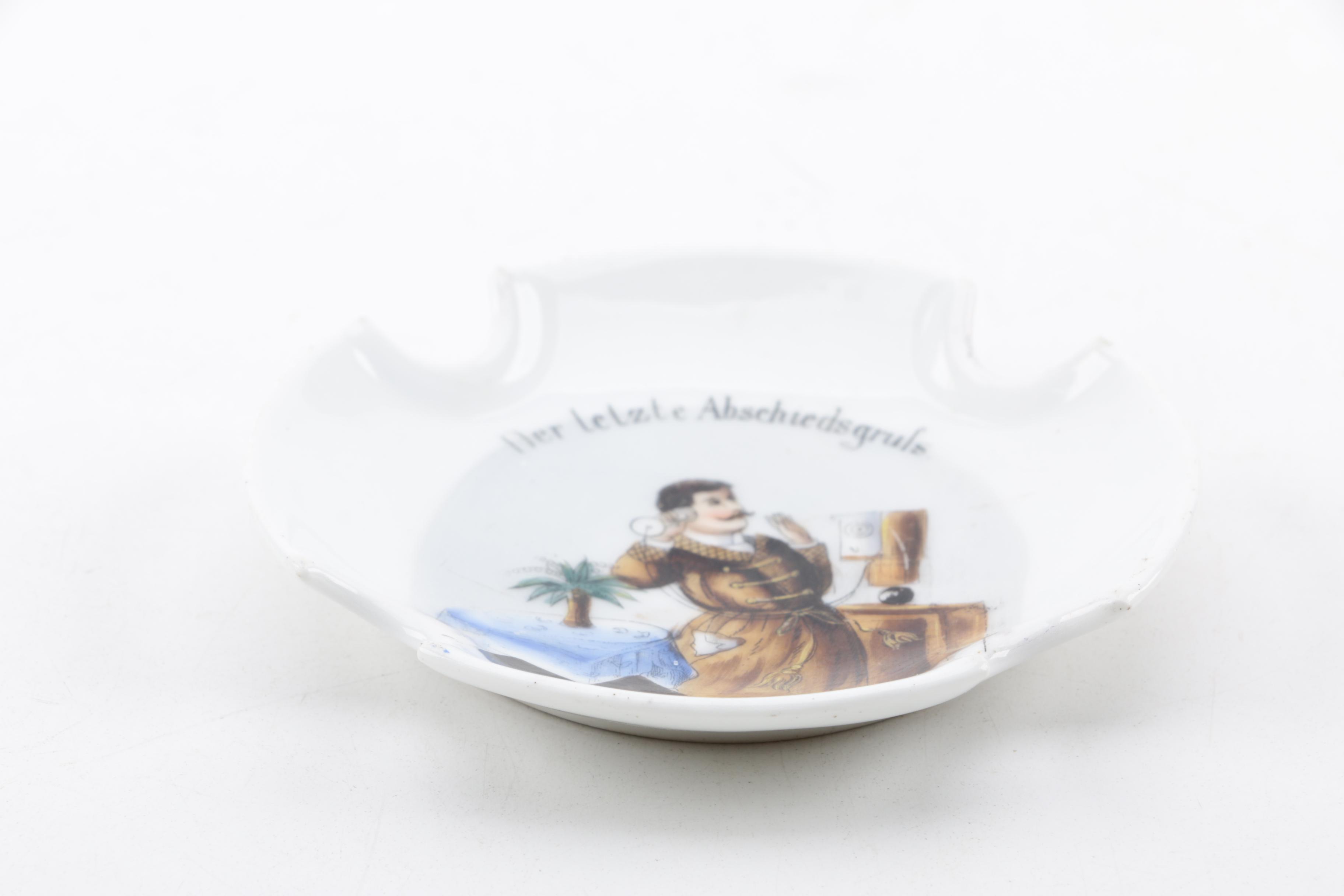 Vintage and Antique Books with German Porcelain "The Last Farewell" Ash Receiver