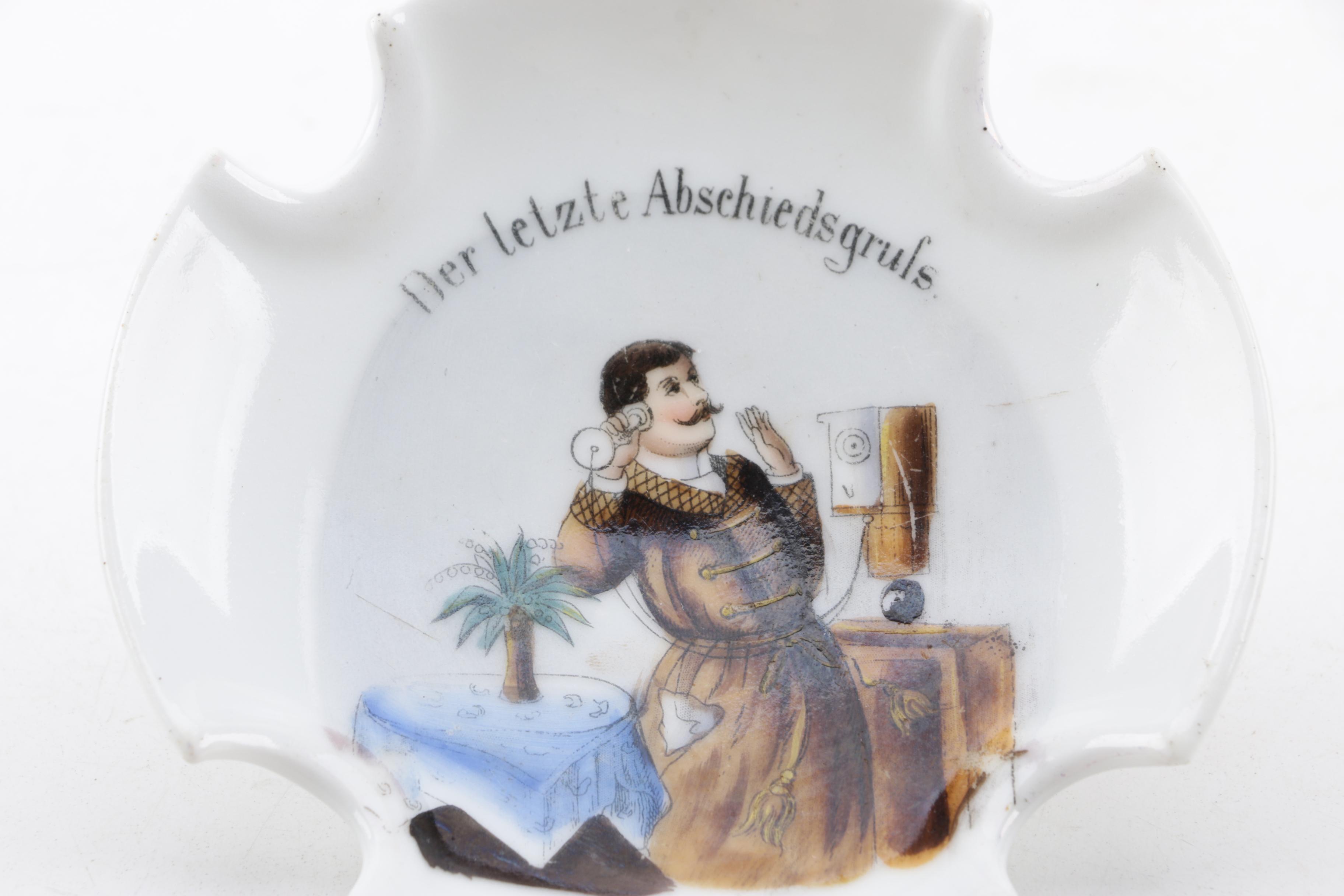 Vintage and Antique Books with German Porcelain "The Last Farewell" Ash Receiver