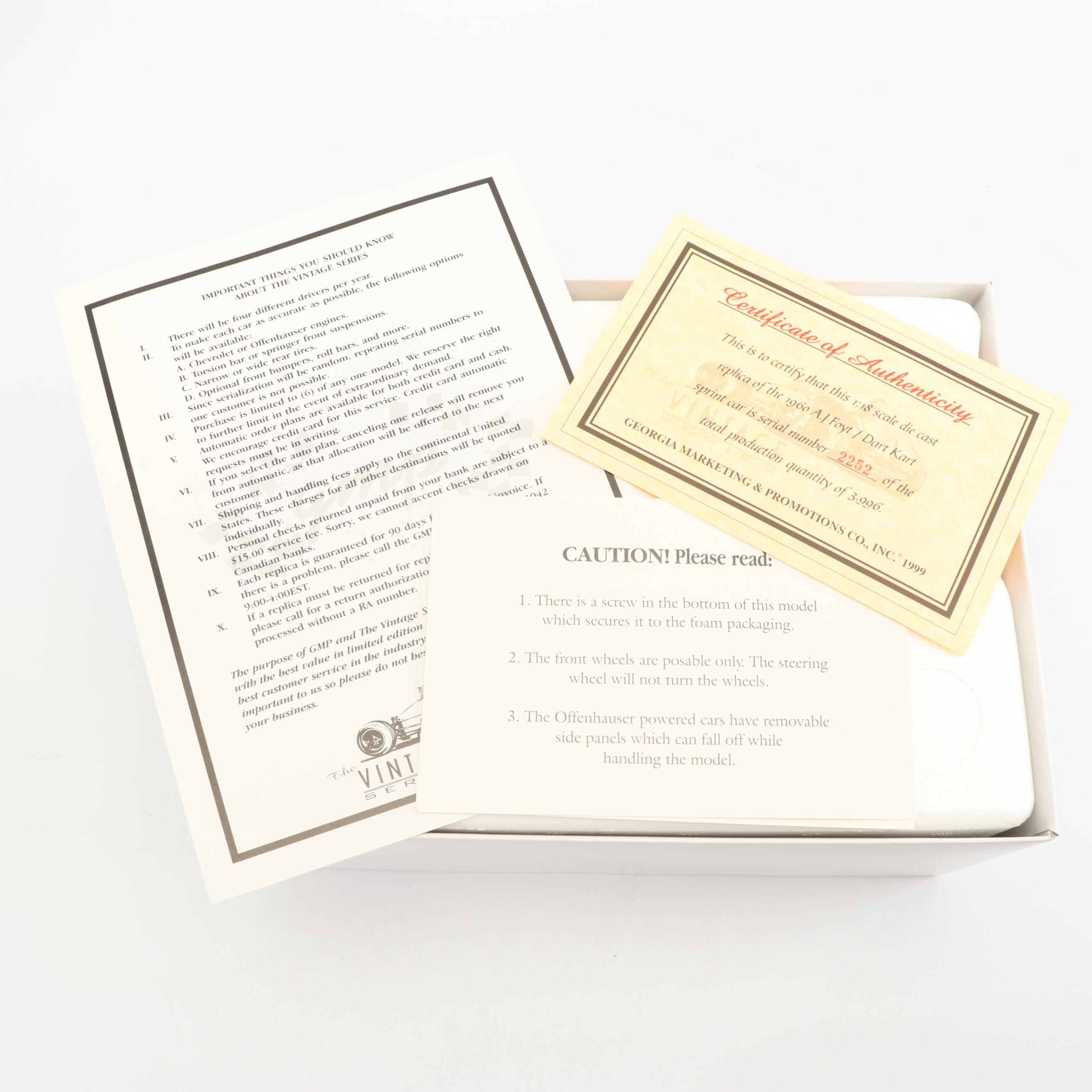 GMP "Vintage Series" A.J Foyt Dart Kart Sprint Car Replica