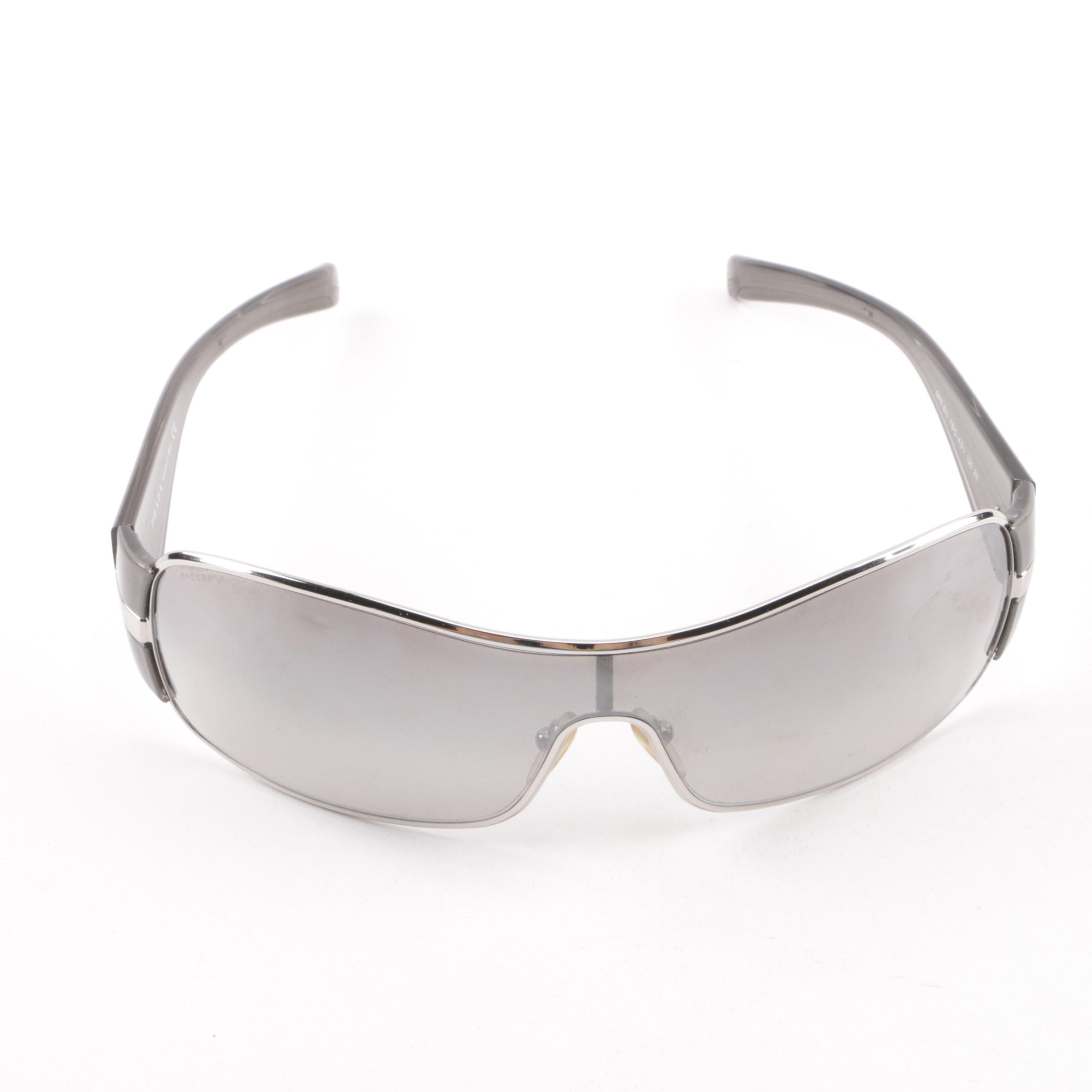 Prada SPR 61I Silver and Grey Shield Sunglasses