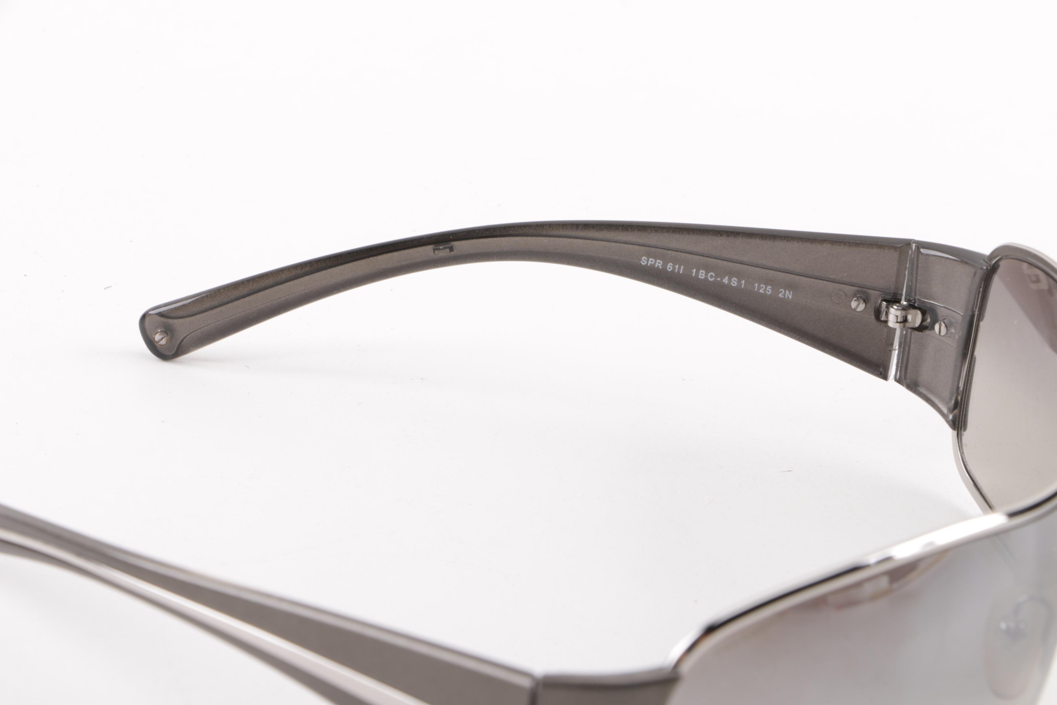 Prada SPR 61I Silver and Grey Shield Sunglasses