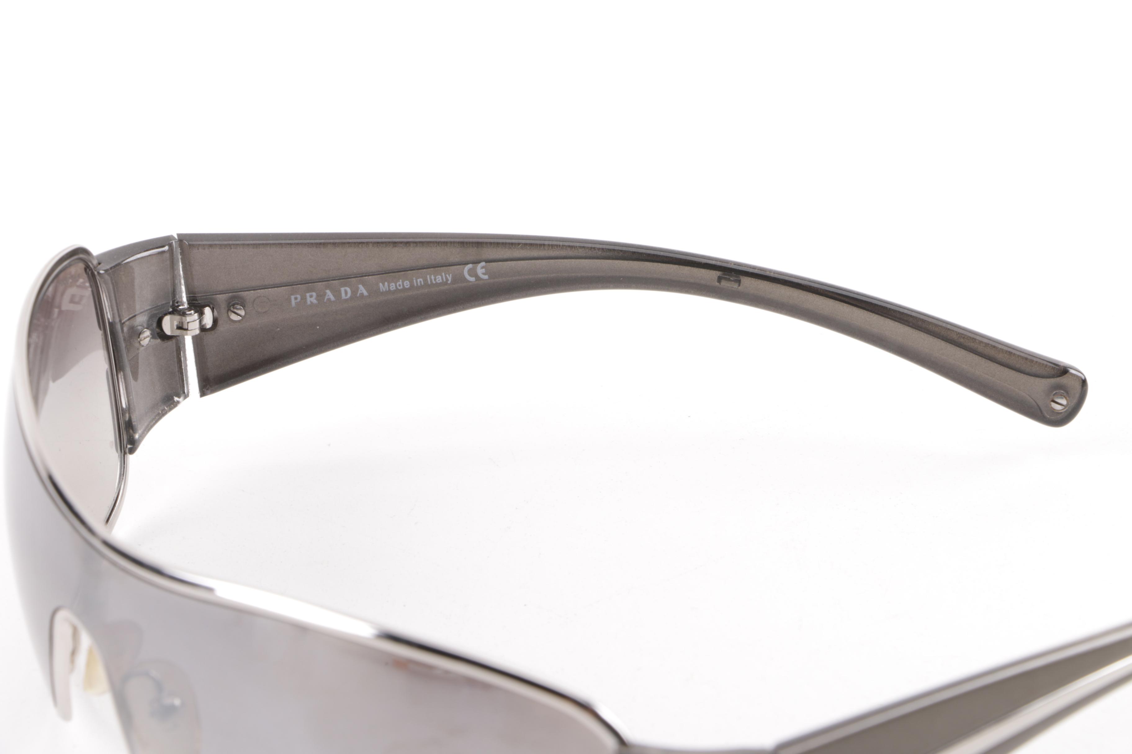 Prada SPR 61I Silver and Grey Shield Sunglasses