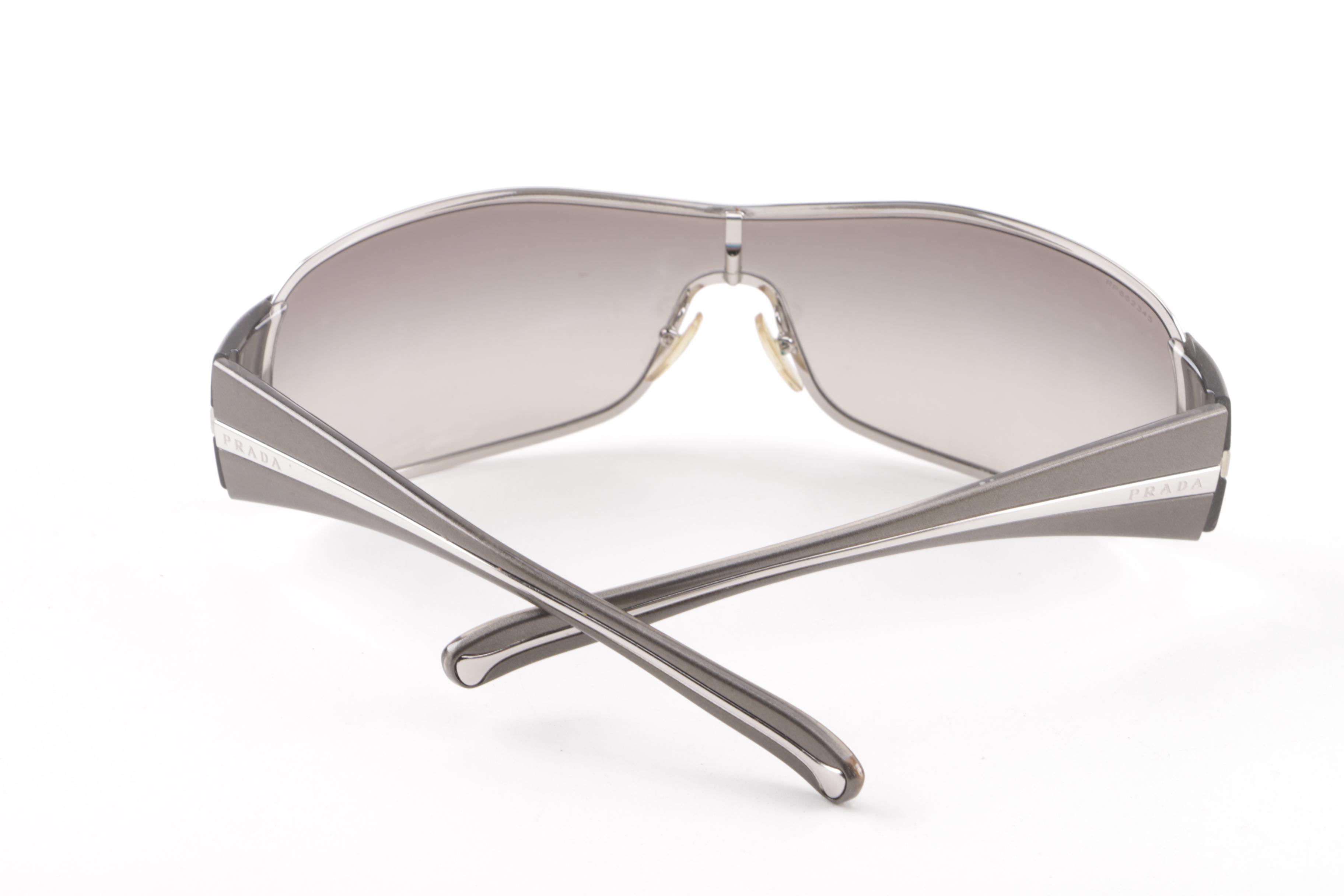 Prada SPR 61I Silver and Grey Shield Sunglasses