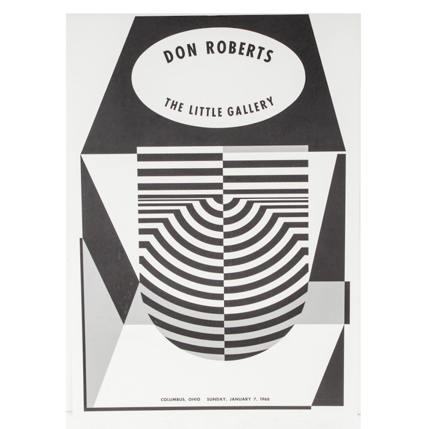 Donald Roberts 1968 Op Art Lithographic Gallery Poster