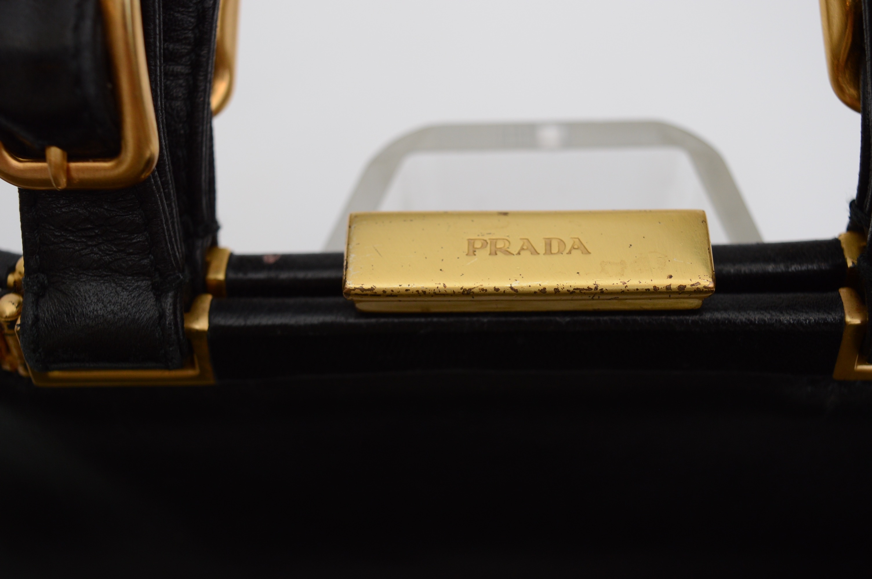 Vintage Prada Black Leather Handbag