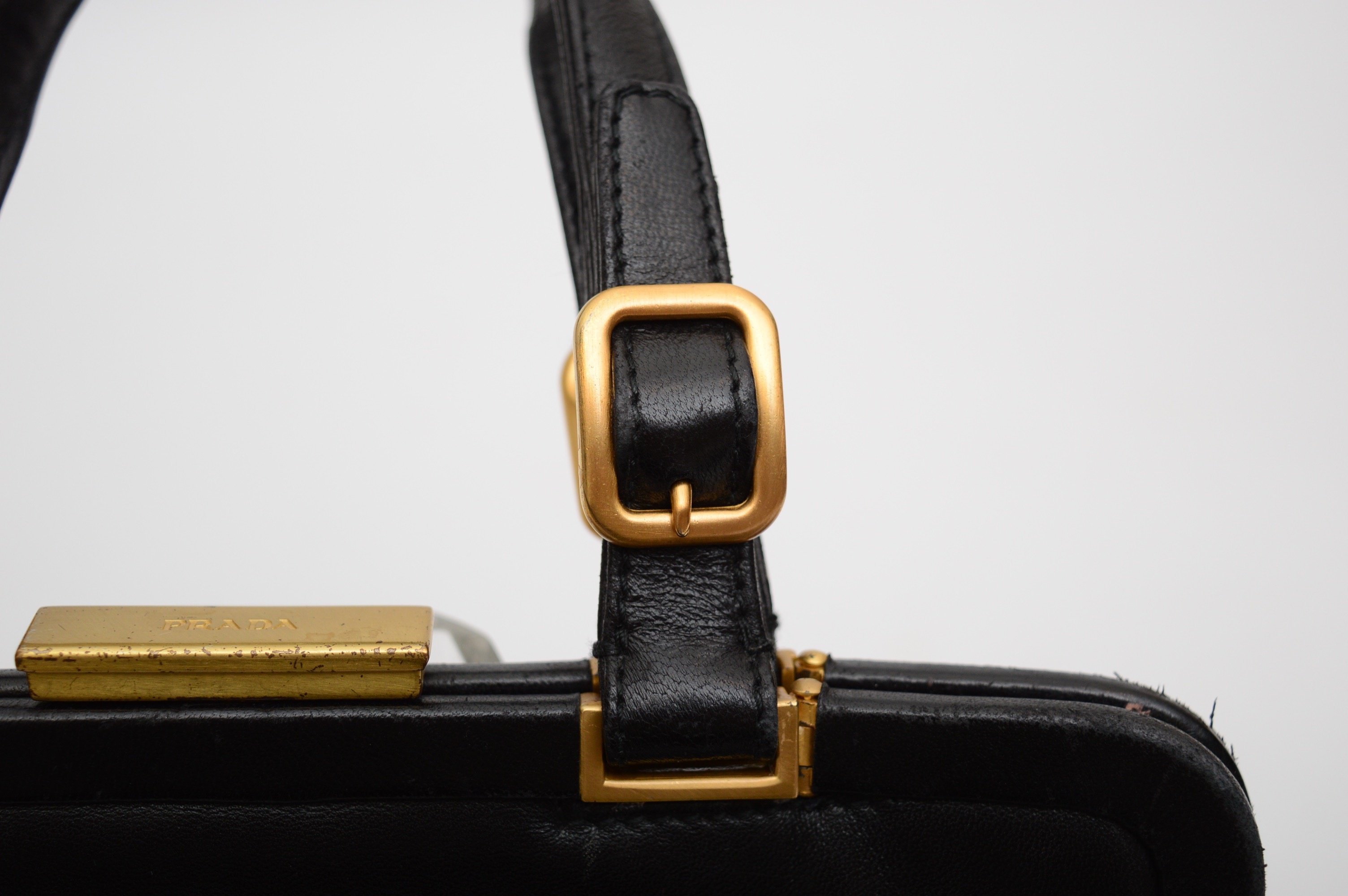 Vintage Prada Black Leather Handbag