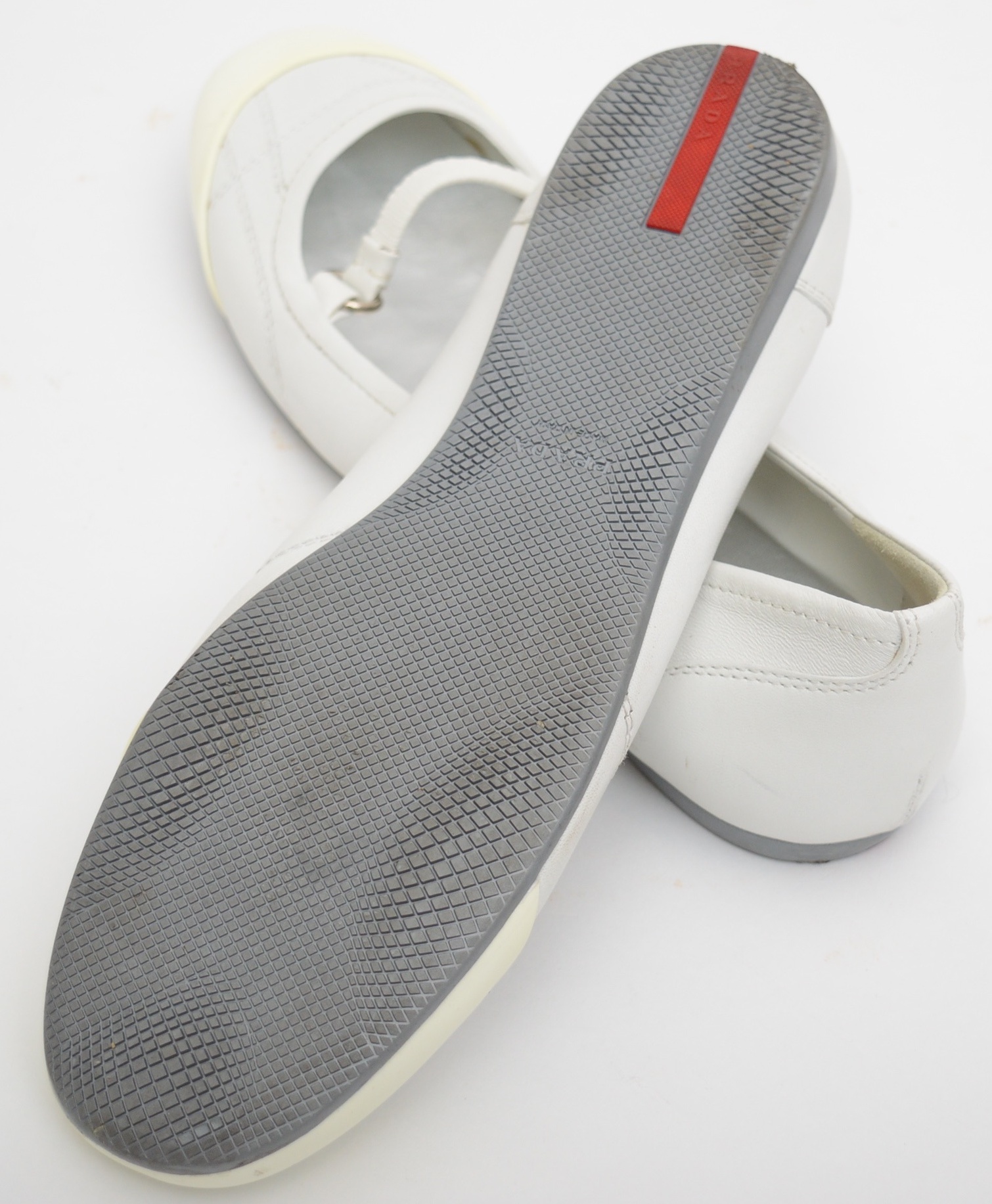 Prada White Leather Ballet Flats