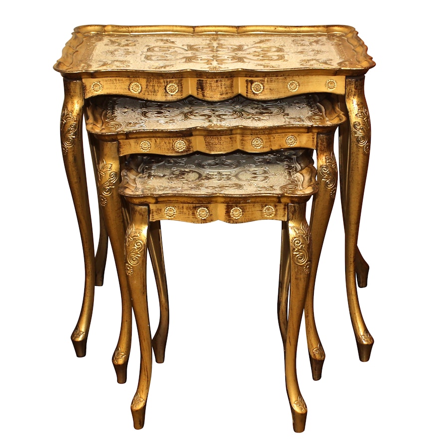 Italian Provincial Style Painted Molded Plastic Nesting Tables, 21st Century