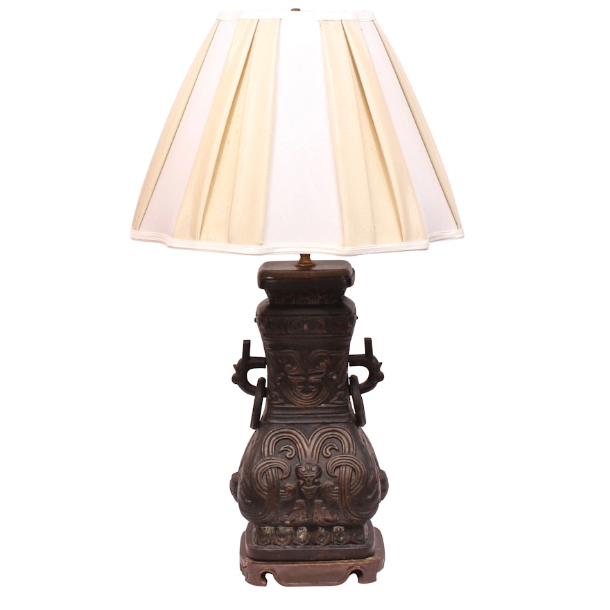 Chinese Archaistic Hu Table Lamp with Shade