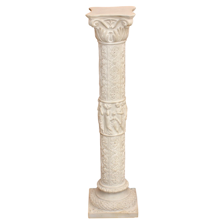Neoclassical Style White Molded Plaster Pedestal, 21st Century