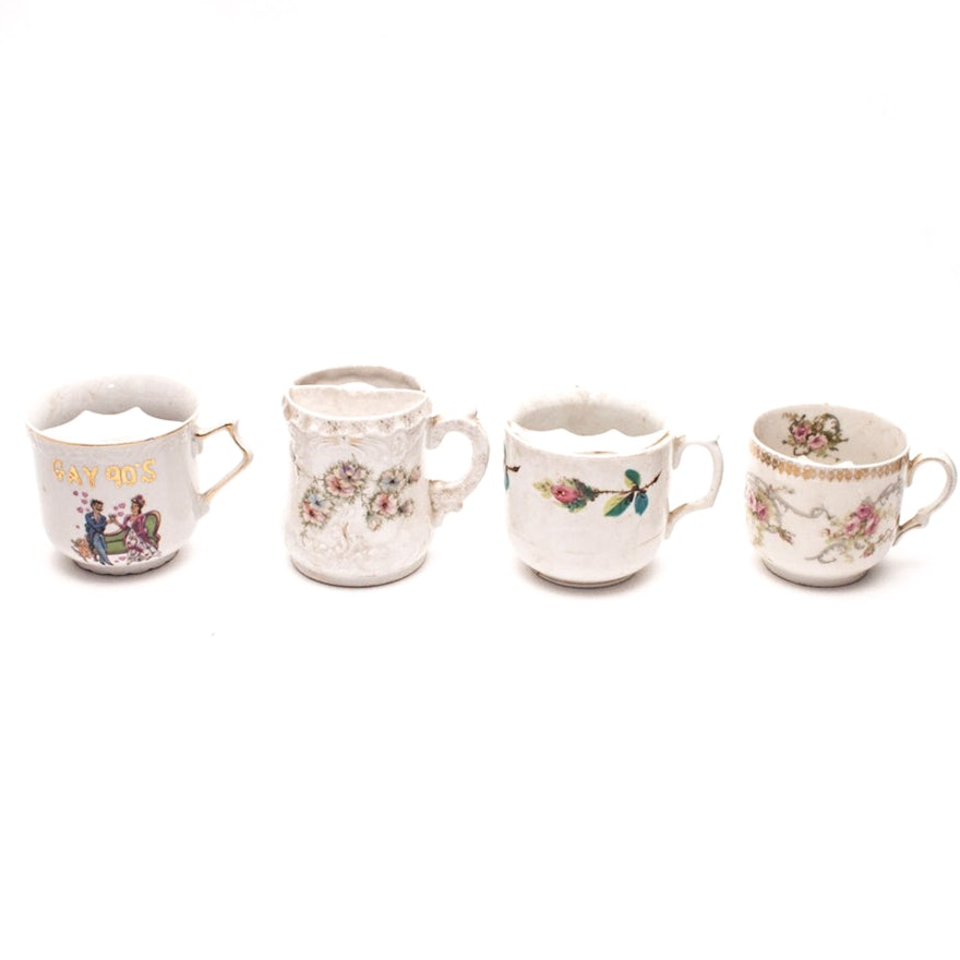 Antique Mustache Cups Including Zeh, Scherzer & Co. "Mignon"