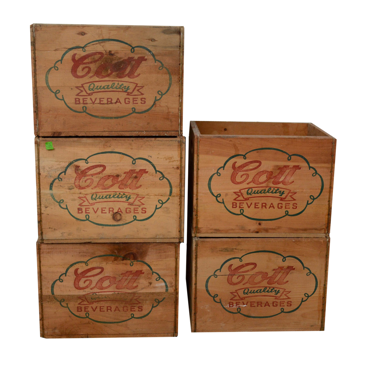 Vintage Wood "Cott Bottling Co." Beverage Crates