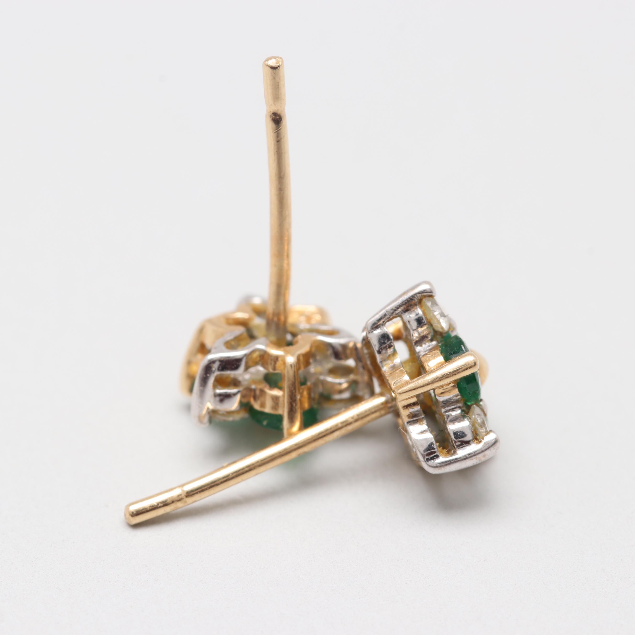 14K Yellow Gold Gemstone Post Earrings