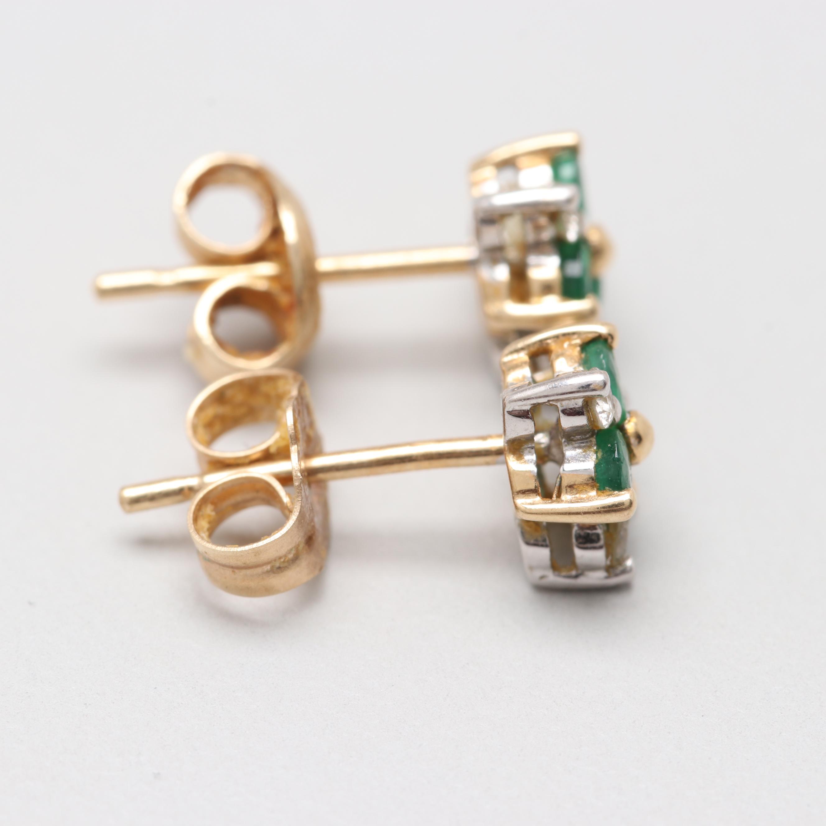 14K Yellow Gold Gemstone Post Earrings