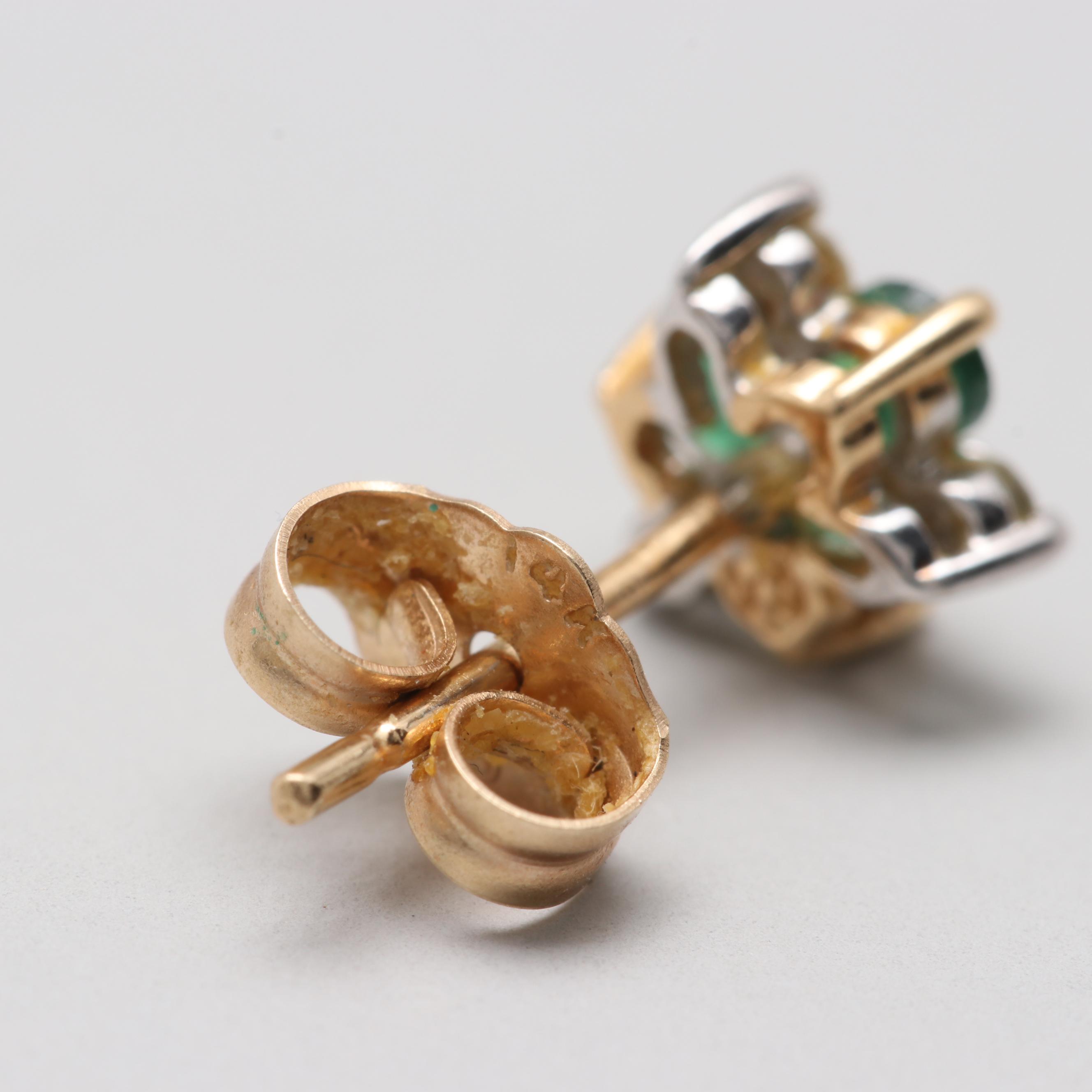 14K Yellow Gold Gemstone Post Earrings