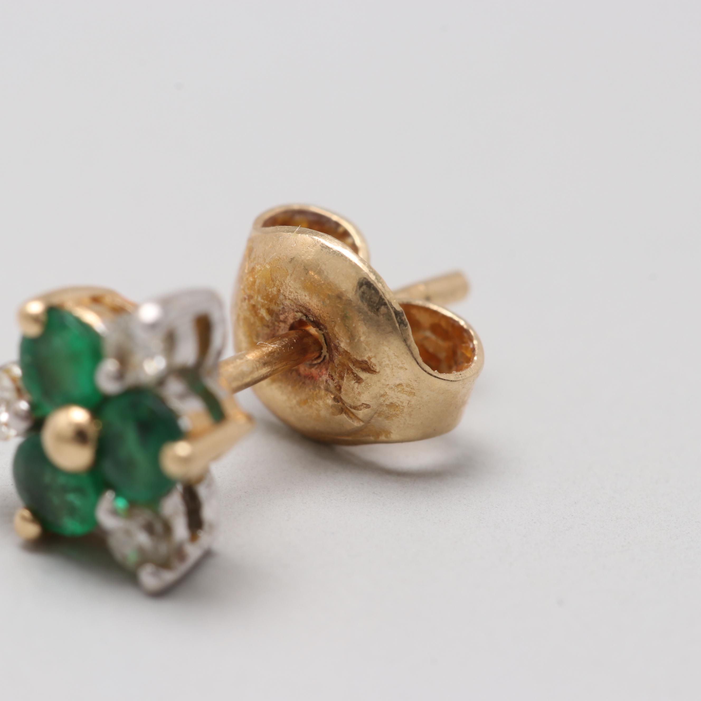 14K Yellow Gold Gemstone Post Earrings