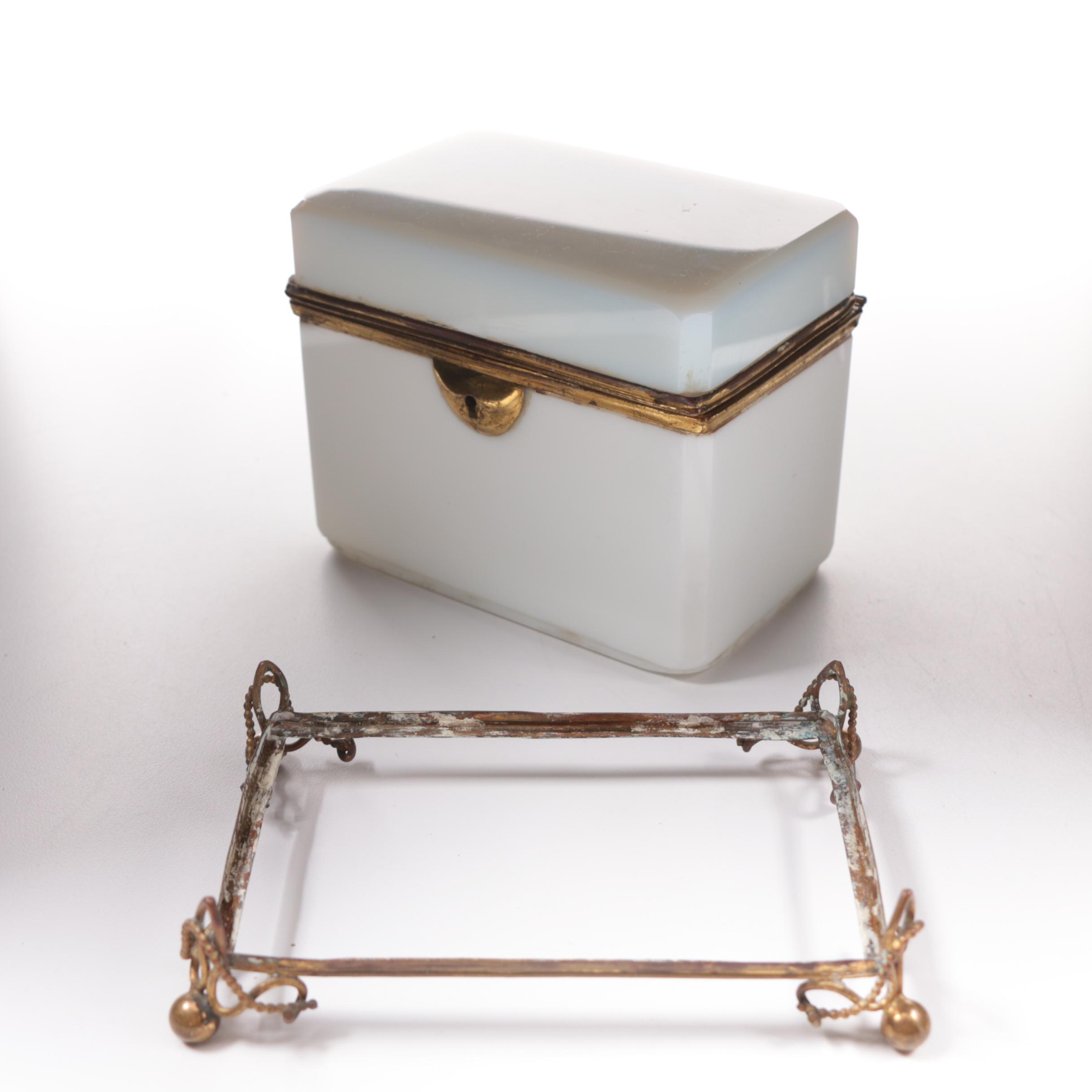French Opaline Glass Casket Box, Late 19th Century