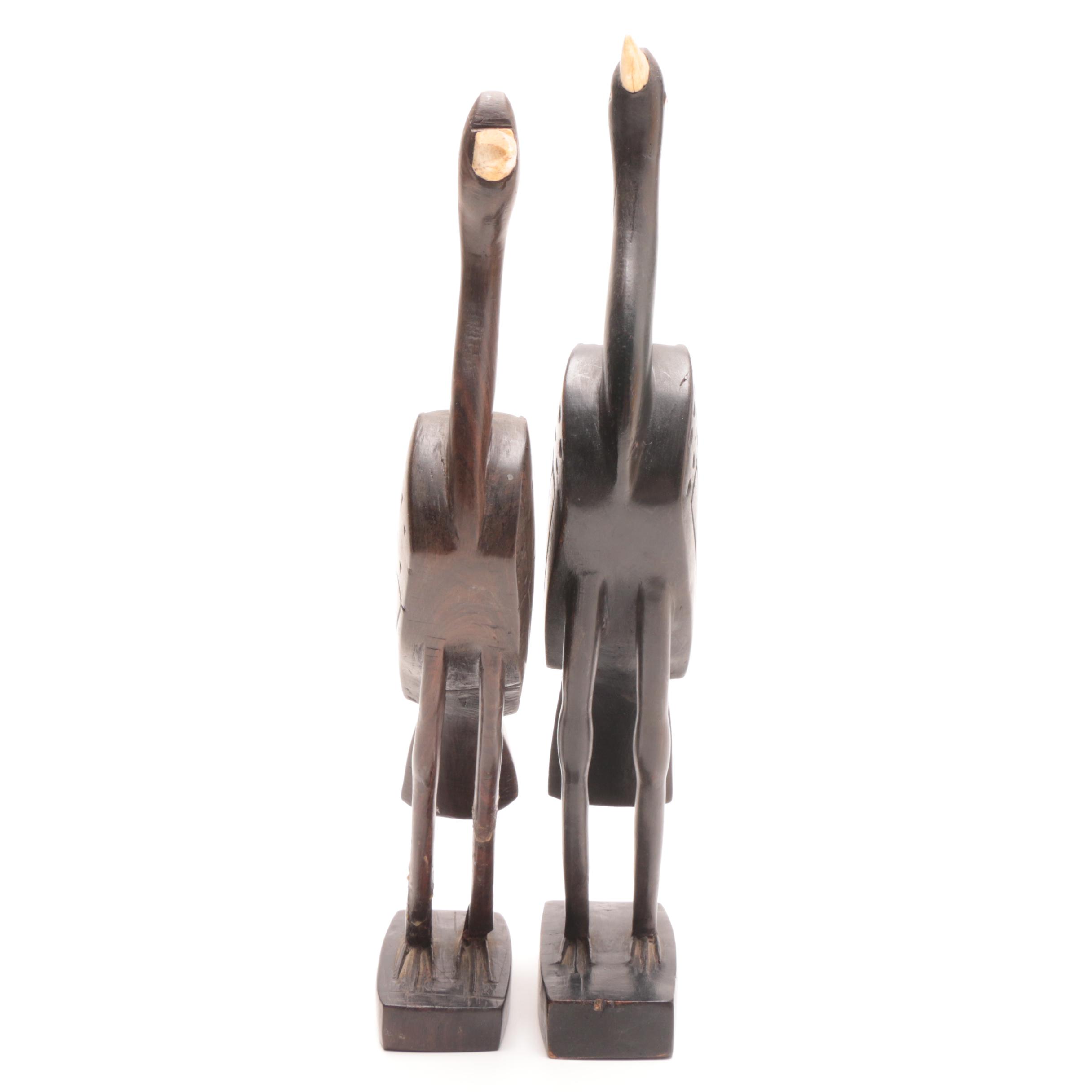 Carved Wooden Bird Sculptures