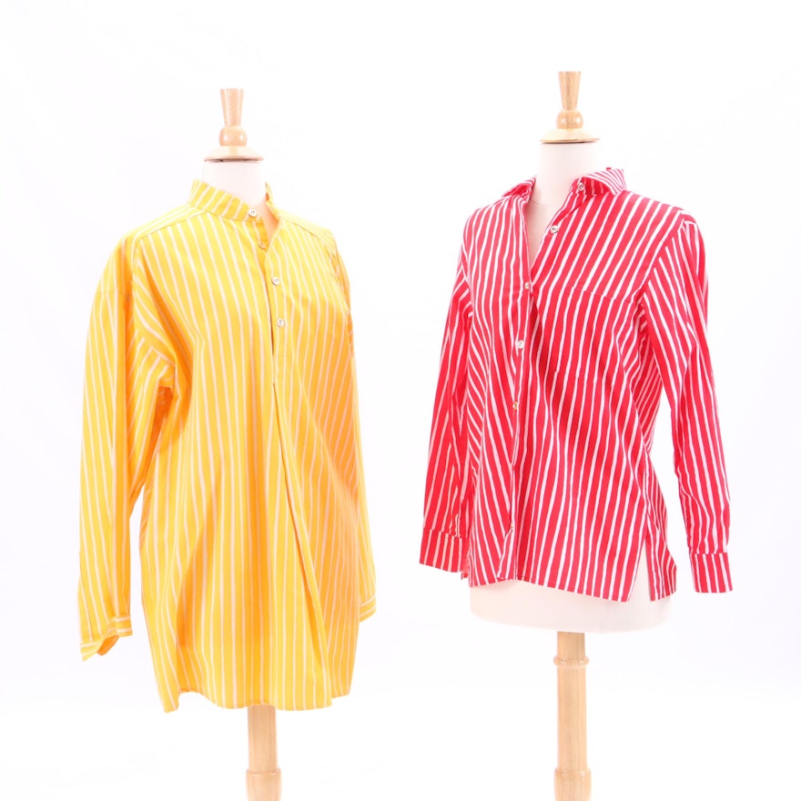 Circa 1990s Marimekko Striped Long Sleeve Shirts