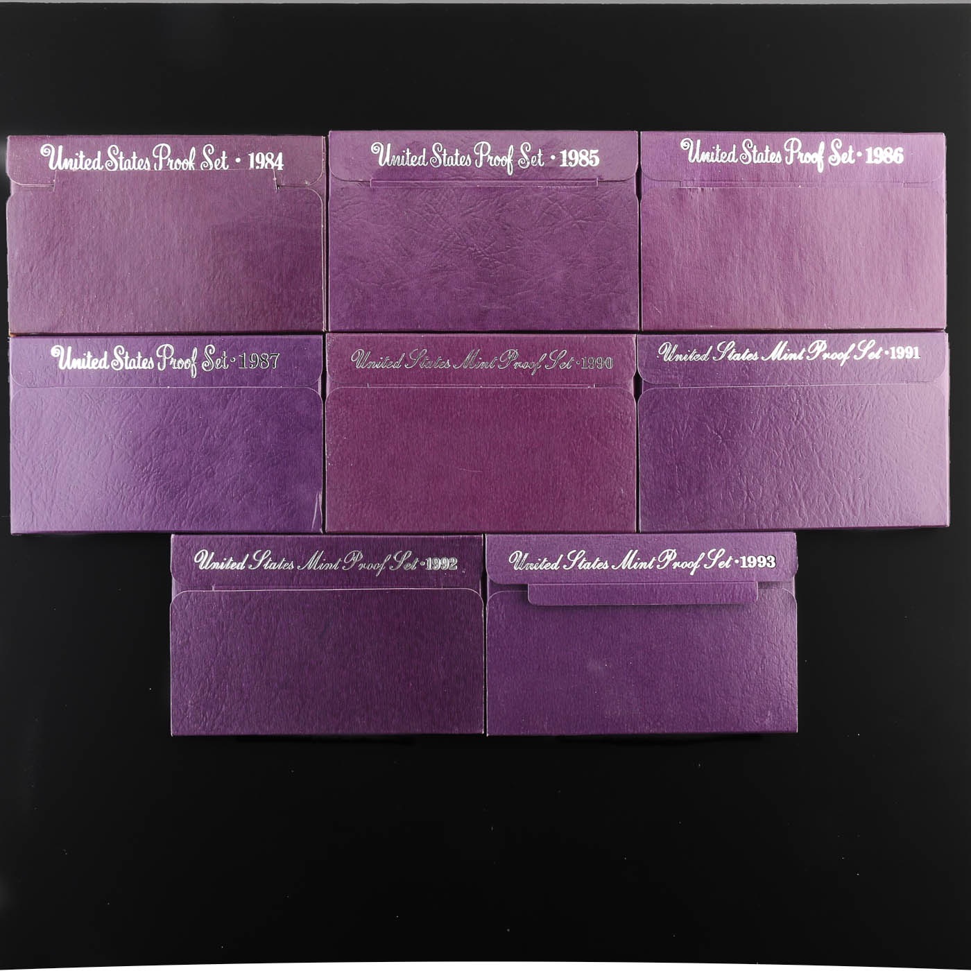 Group of Eight U.S. Mint Proof Sets, 1984 to 1993