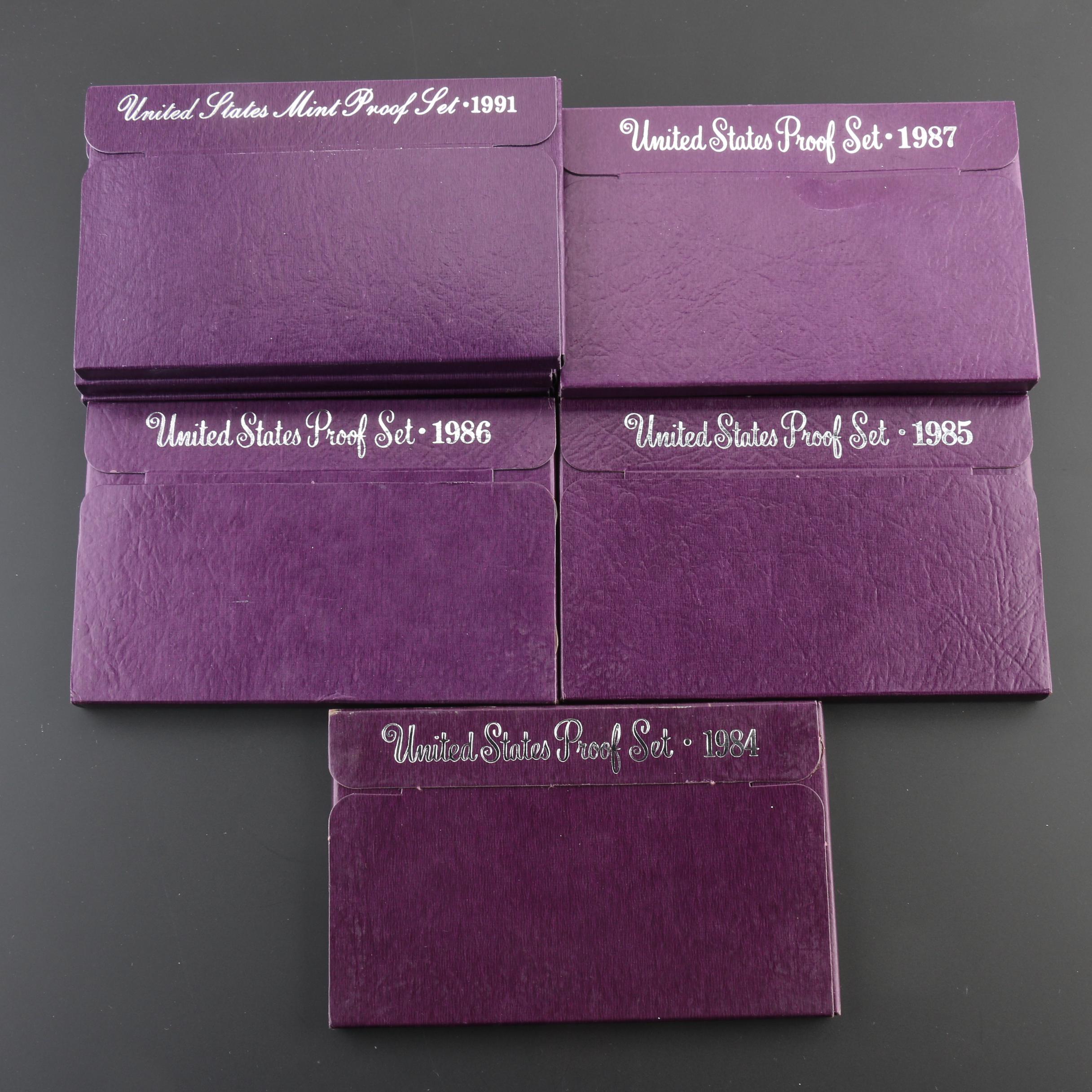 Group of Eight U.S. Mint Proof Sets, 1984 to 1991