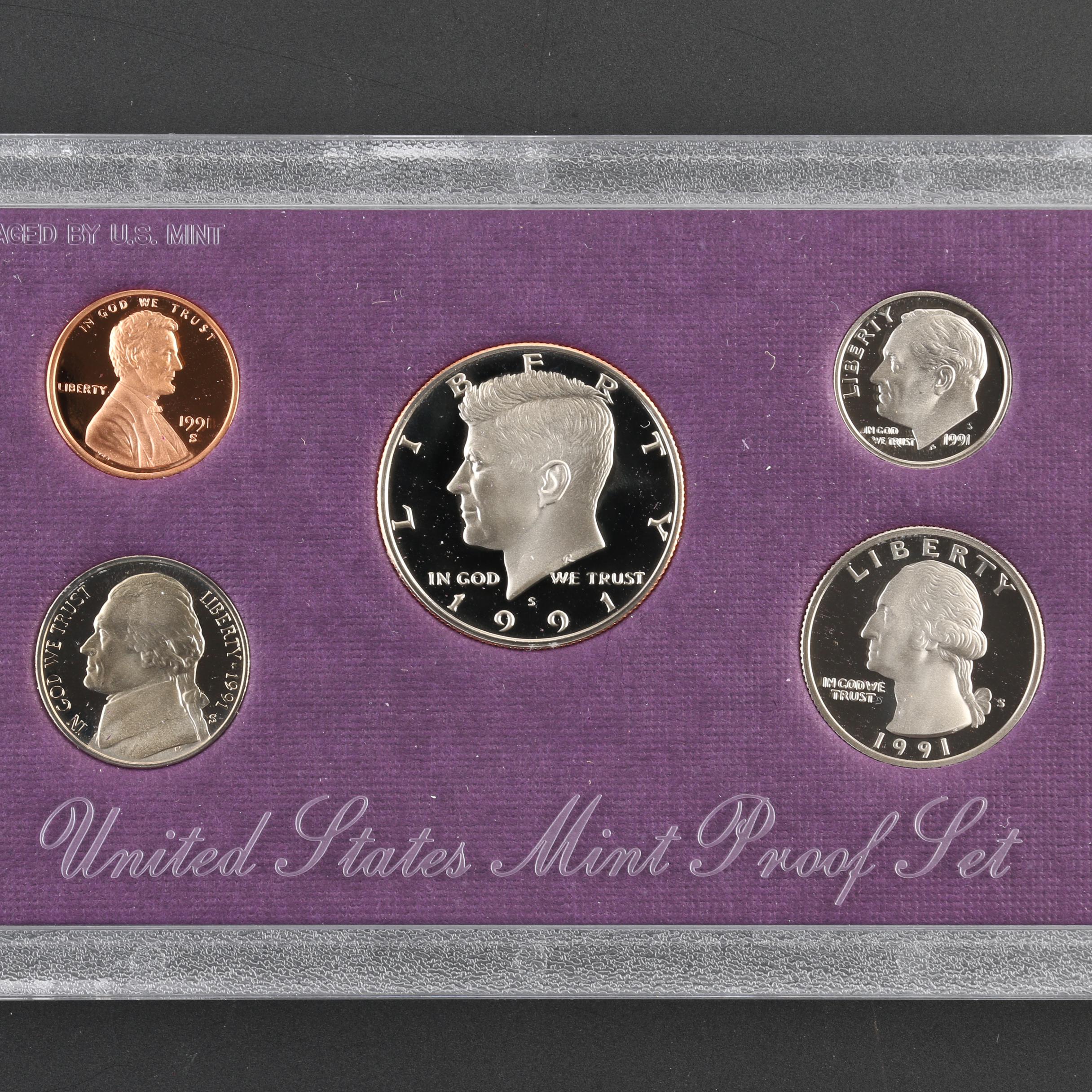 Group of Eight U.S. Mint Proof Sets, 1984 to 1991