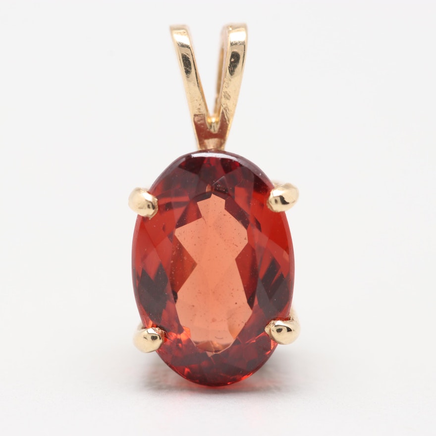 14K Yellow Gold Garnet Pendant