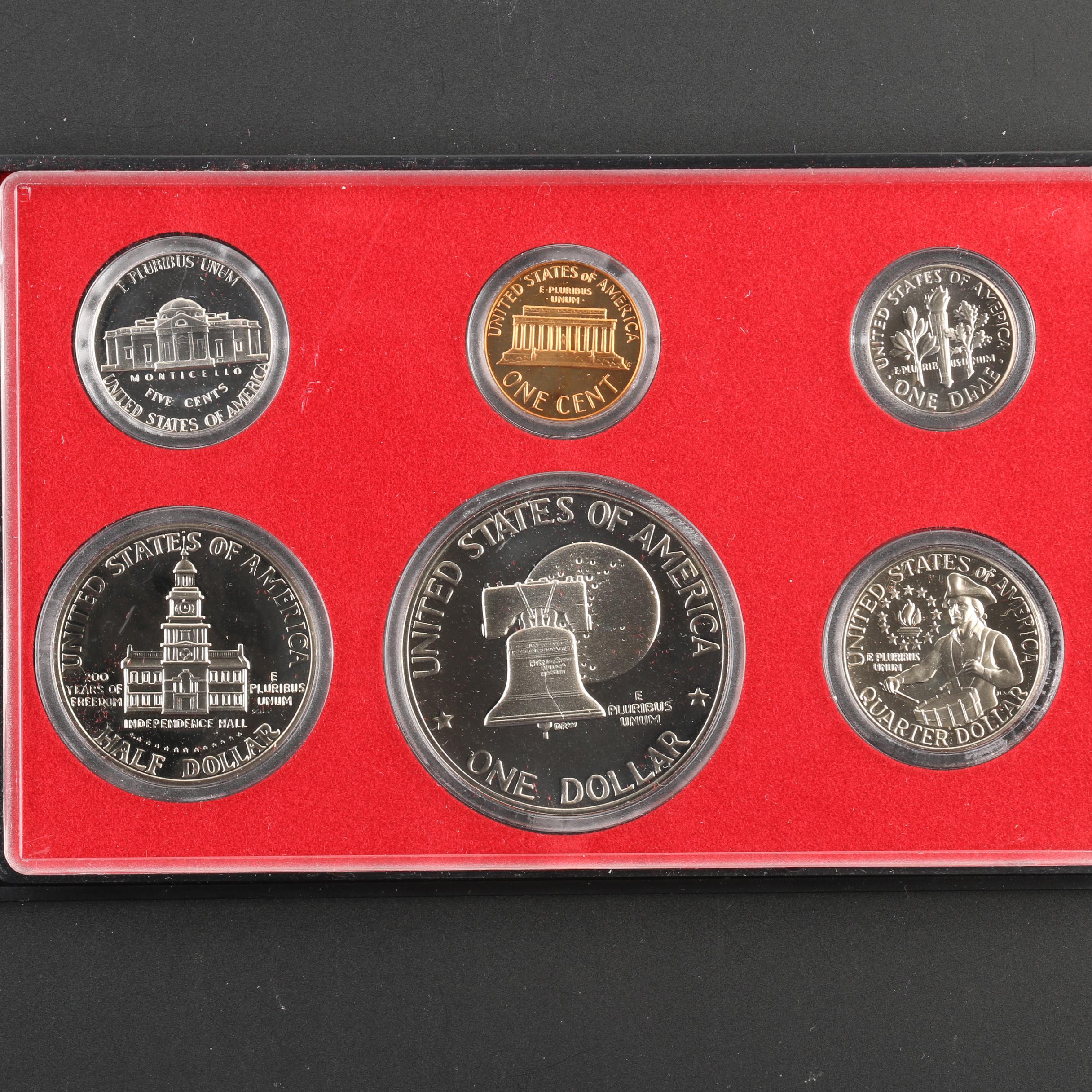 Five U.S. Mint Proof Sets, 1976 to 2003