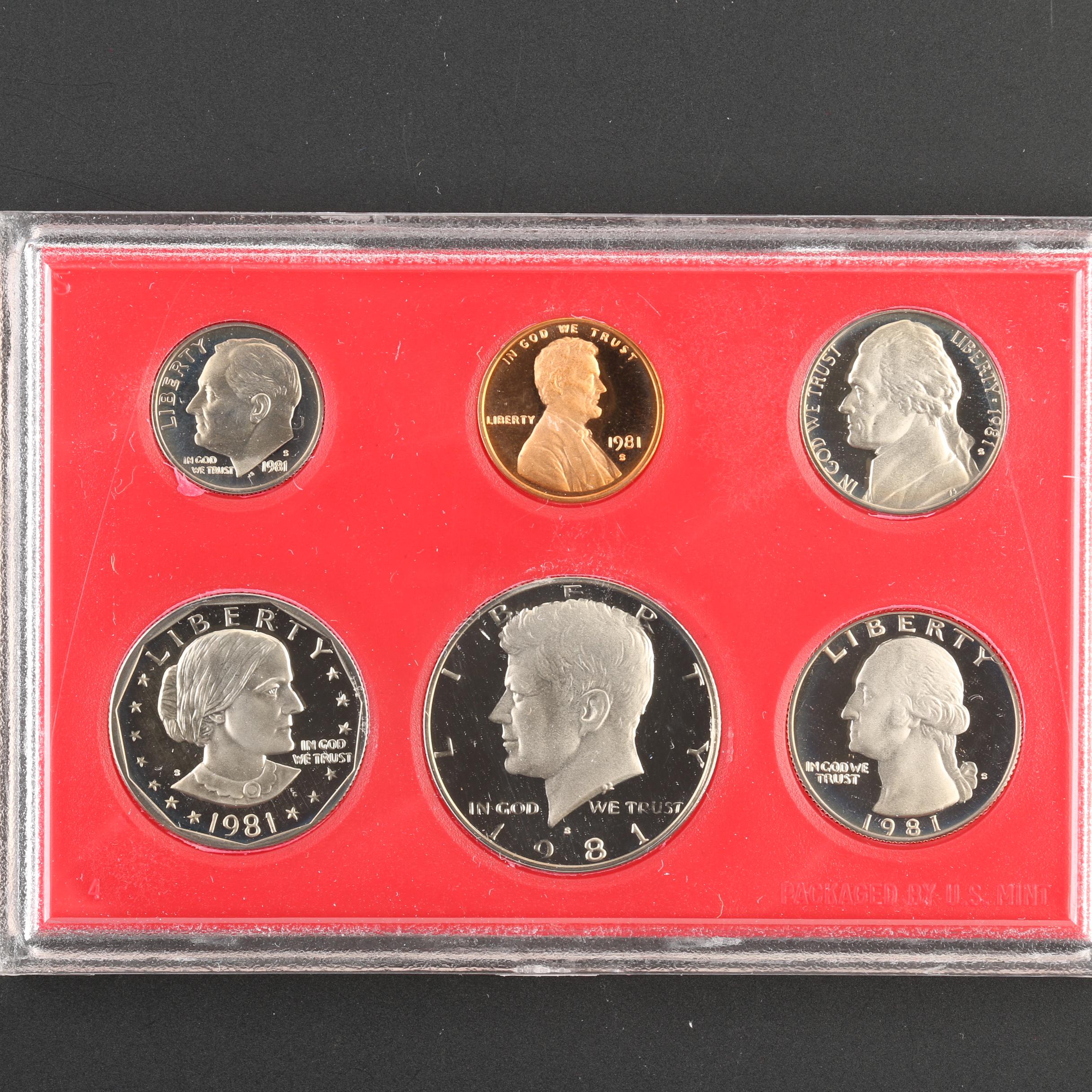 Five U.S. Mint Proof Sets, 1976 to 2003