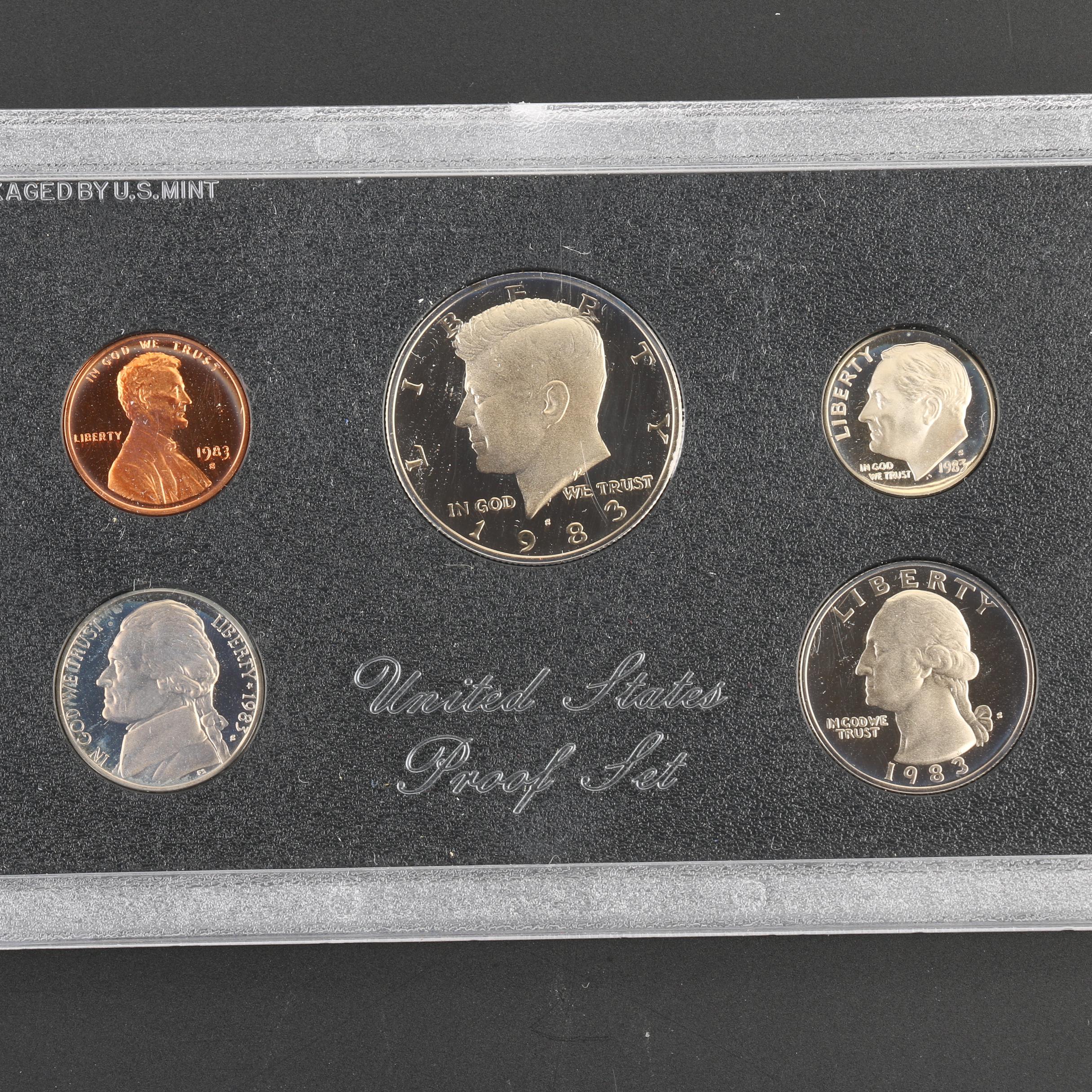 Five U.S. Mint Proof Sets, 1976 to 2003