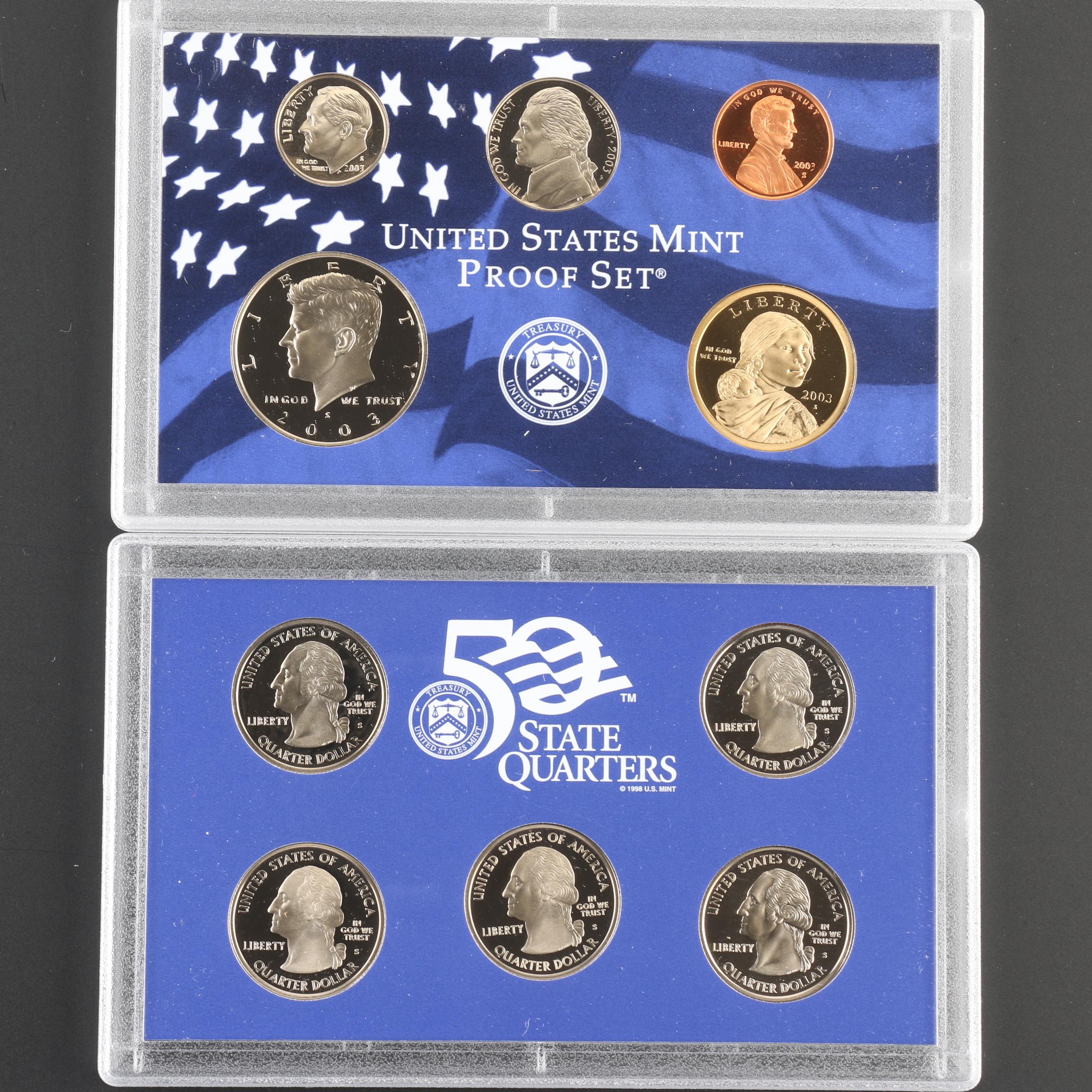 Five U.S. Mint Proof Sets, 1976 to 2003
