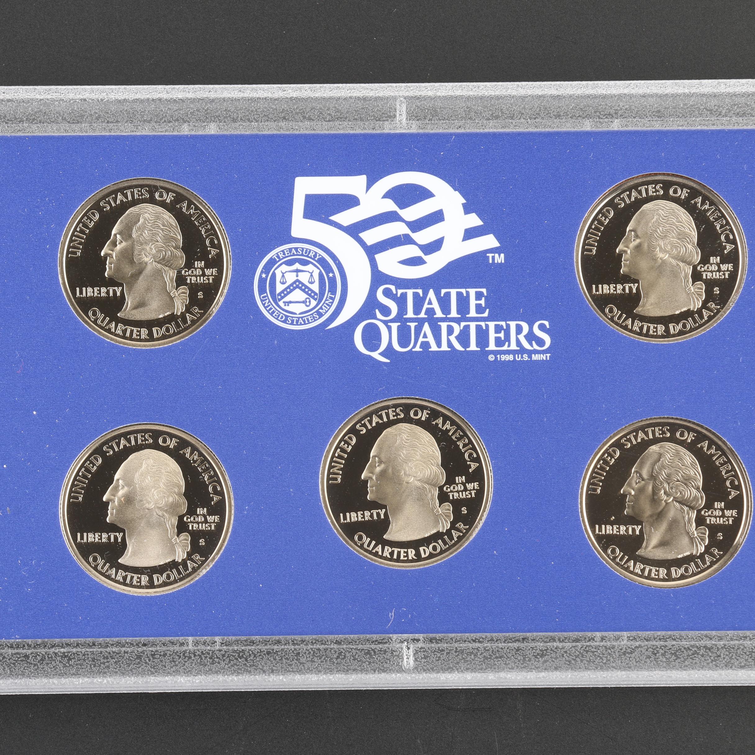 Five U.S. Mint Proof Sets, 1976 to 2003