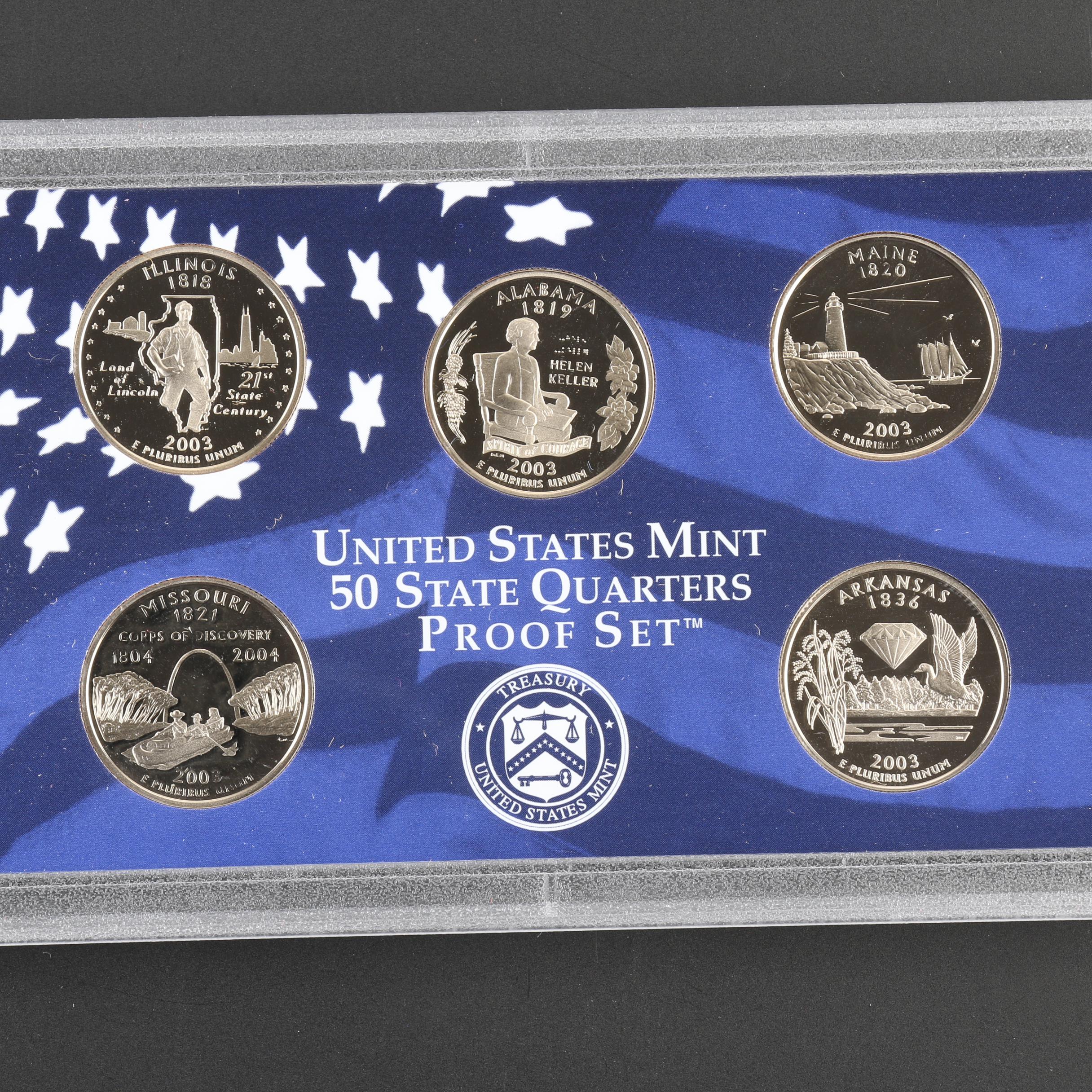 Five U.S. Mint Proof Sets, 1976 to 2003