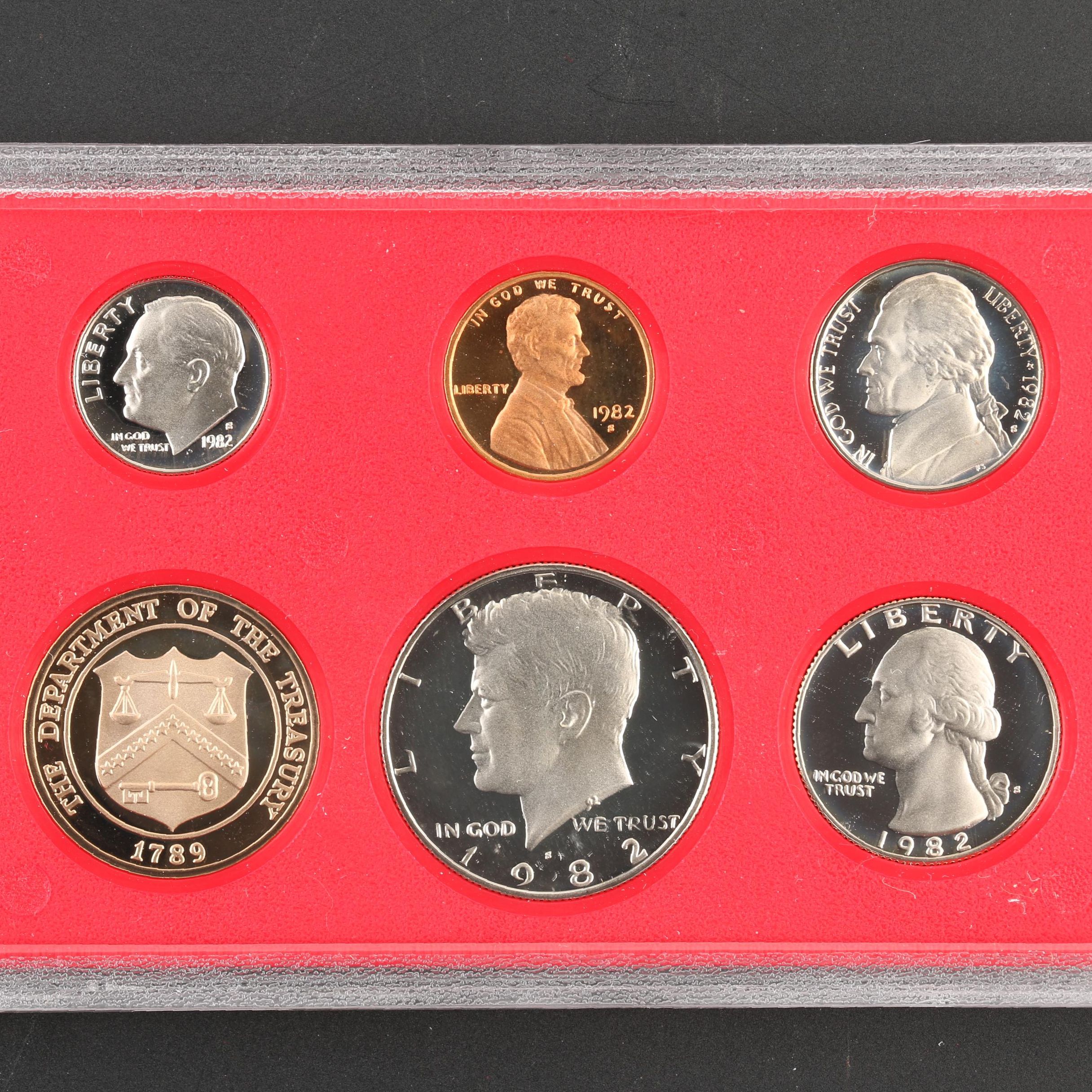 Five U.S. Mint Proof Sets, 1976 to 2005