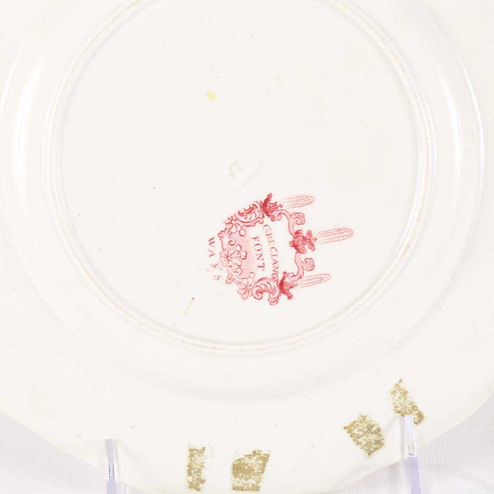 Red Transfer Printed Dinnerware featuring William Adams & Sons "Grecian Font"