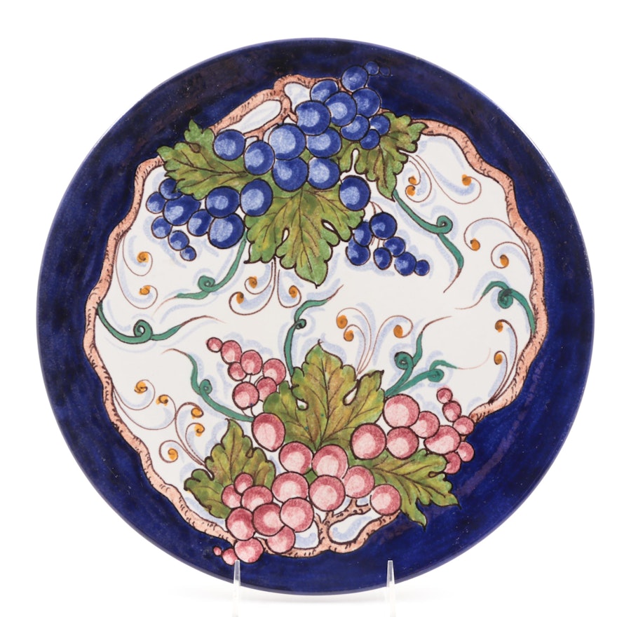 Italian Hand-Painted Faience Ceramic Platter