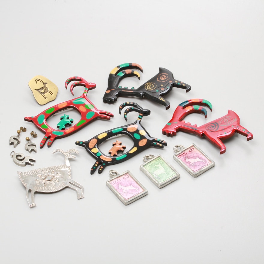 Brooch, Earring, and Pendant Selection with Wood