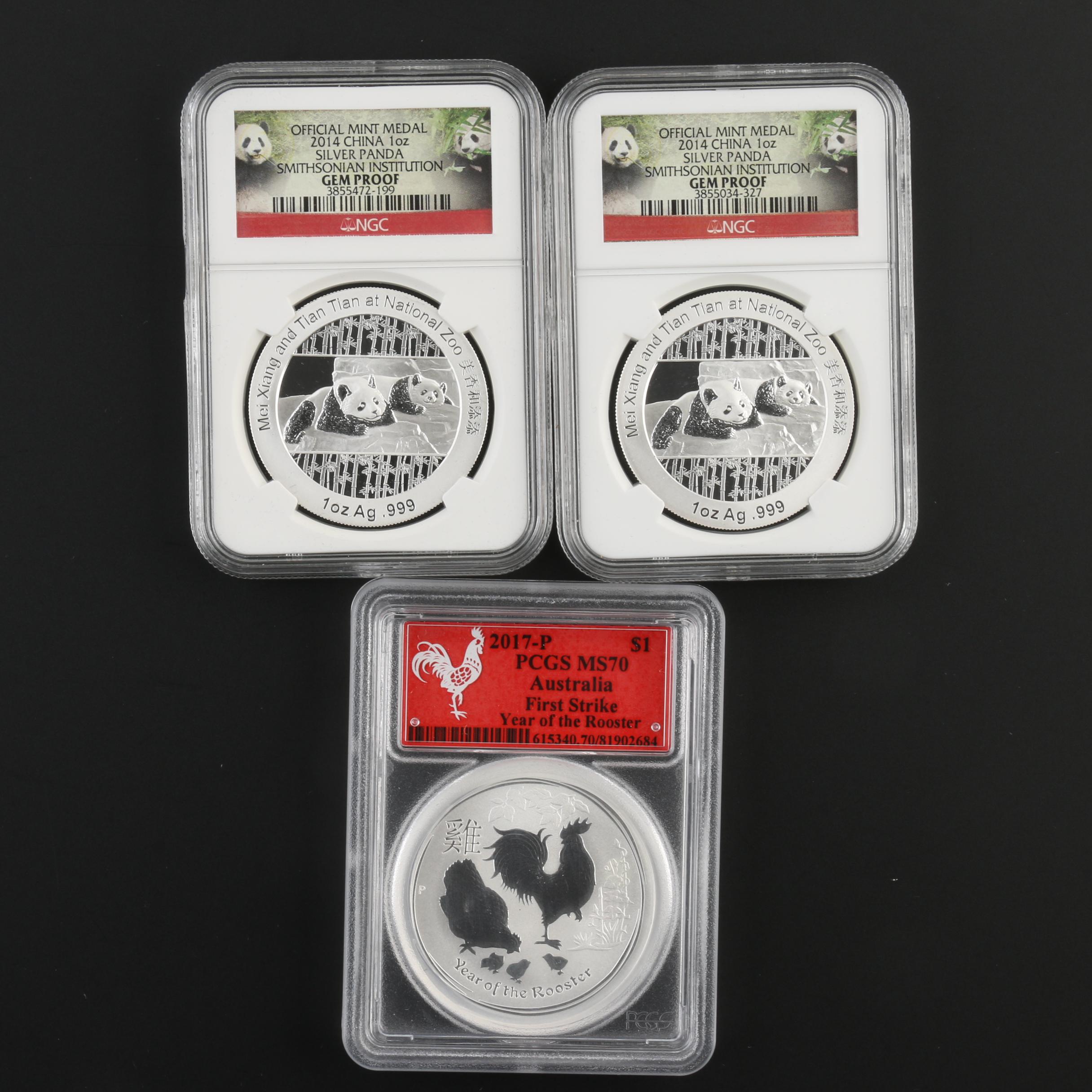 Three 1-Troy Oz. Fine Silver Commemorative Foreign Coins