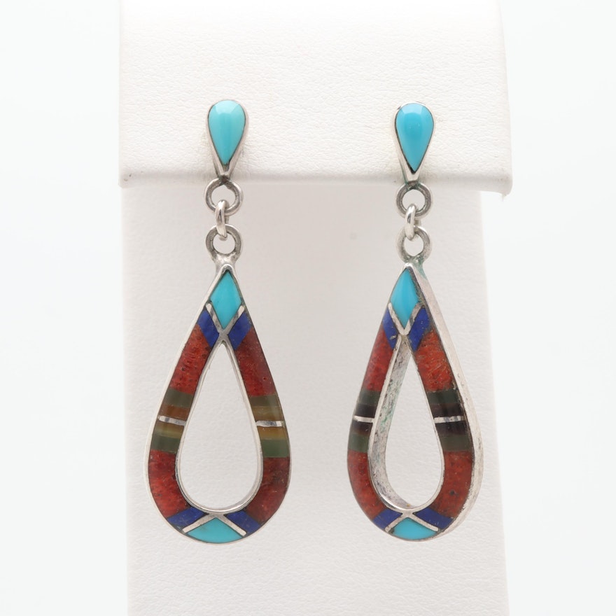 Sterling Silver and Imitation Gemstone Dangle Earrings