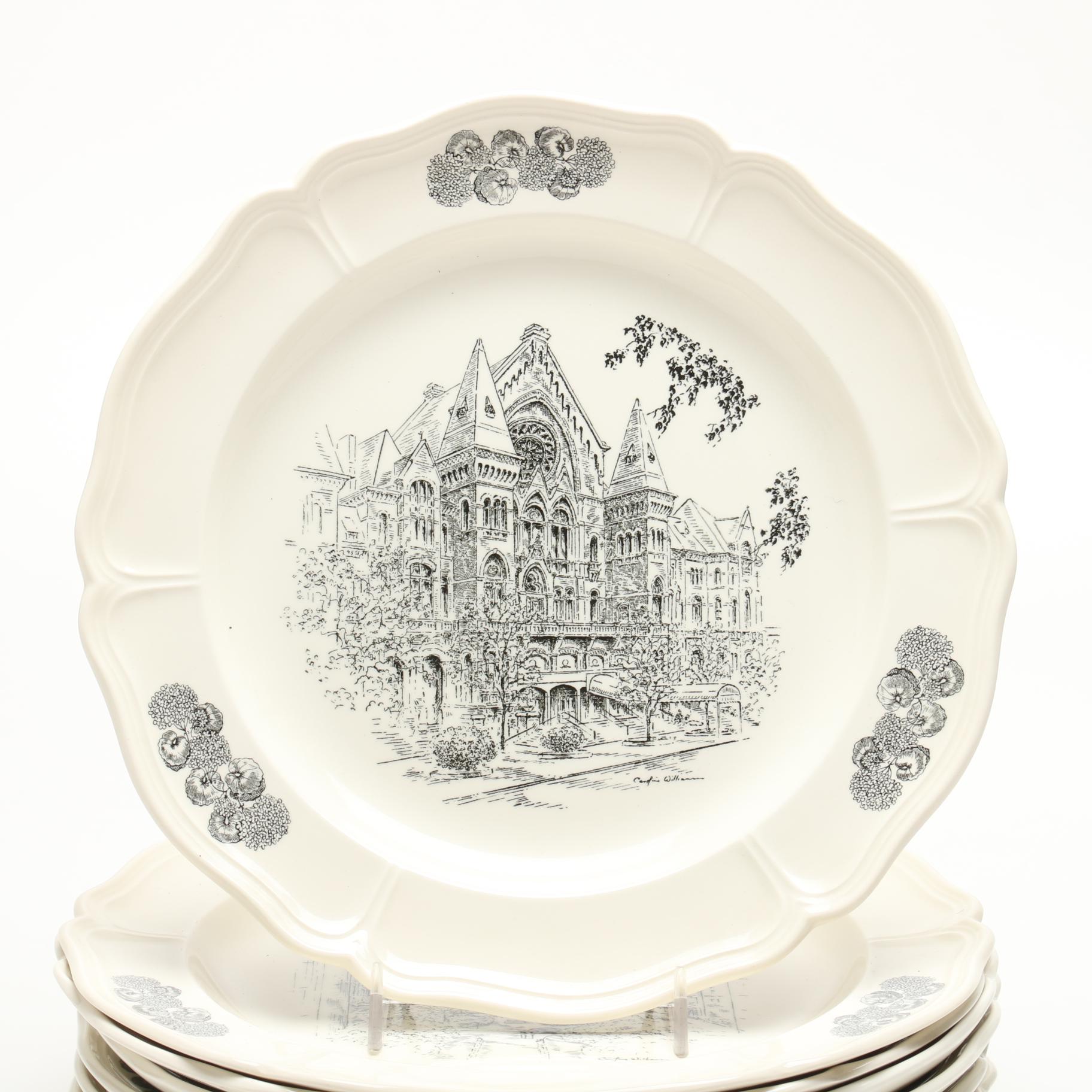 Wedgwood Caroline Williams Ceramic Plates Featuring Cincinnati Landmarks