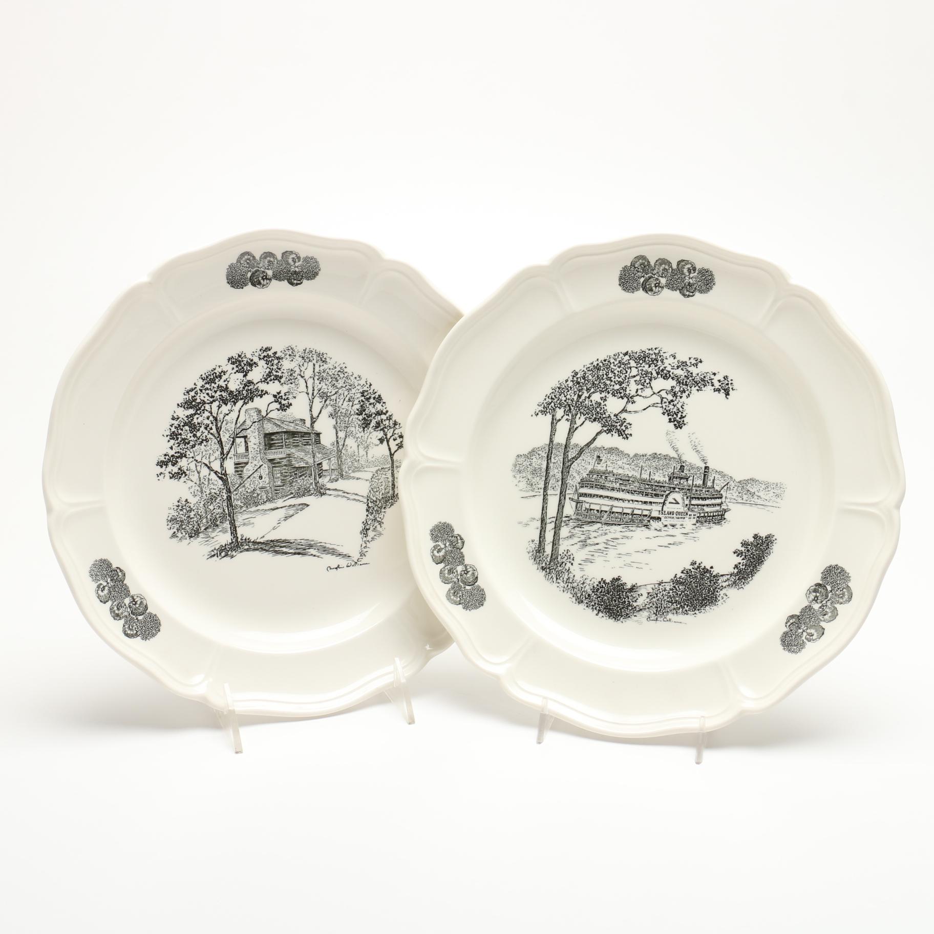 Wedgwood Caroline Williams Ceramic Plates Featuring Cincinnati Landmarks